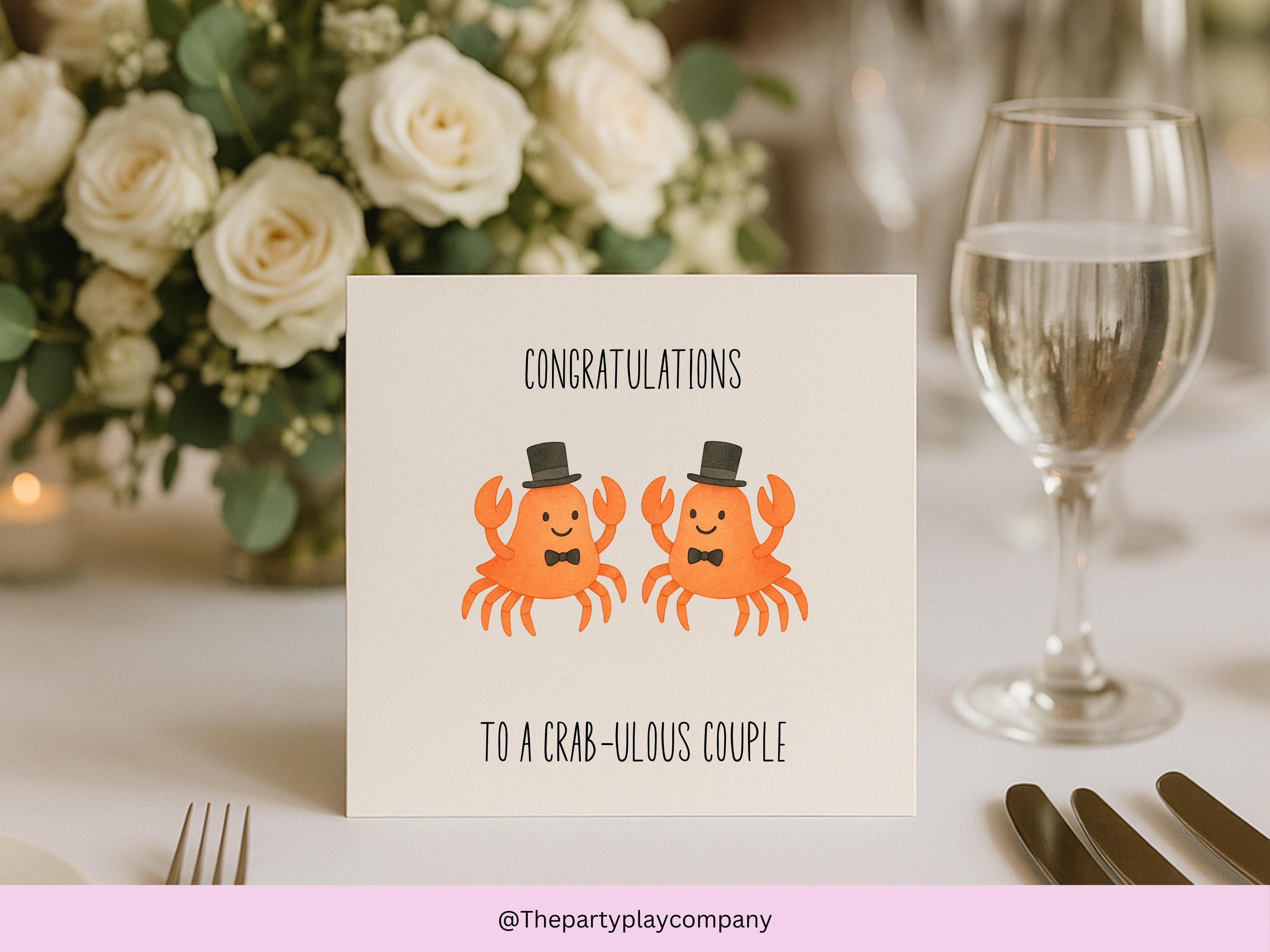 Funny Gay Wedding Card: Crab-ulous Groom Crabs LGBTQ Celebration