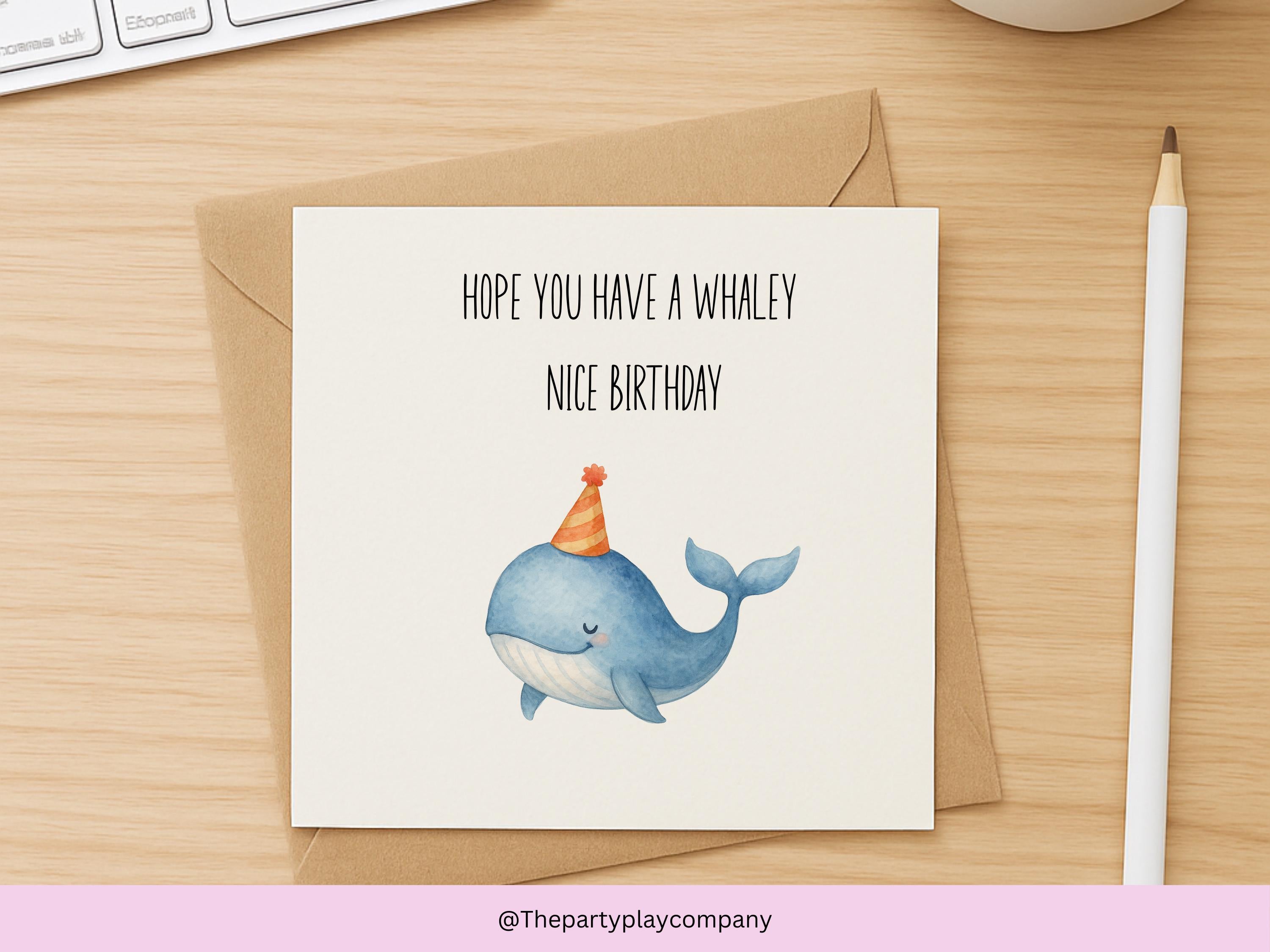 Whale Birthday Card: Funny Pun Greeting - Sea Life Design