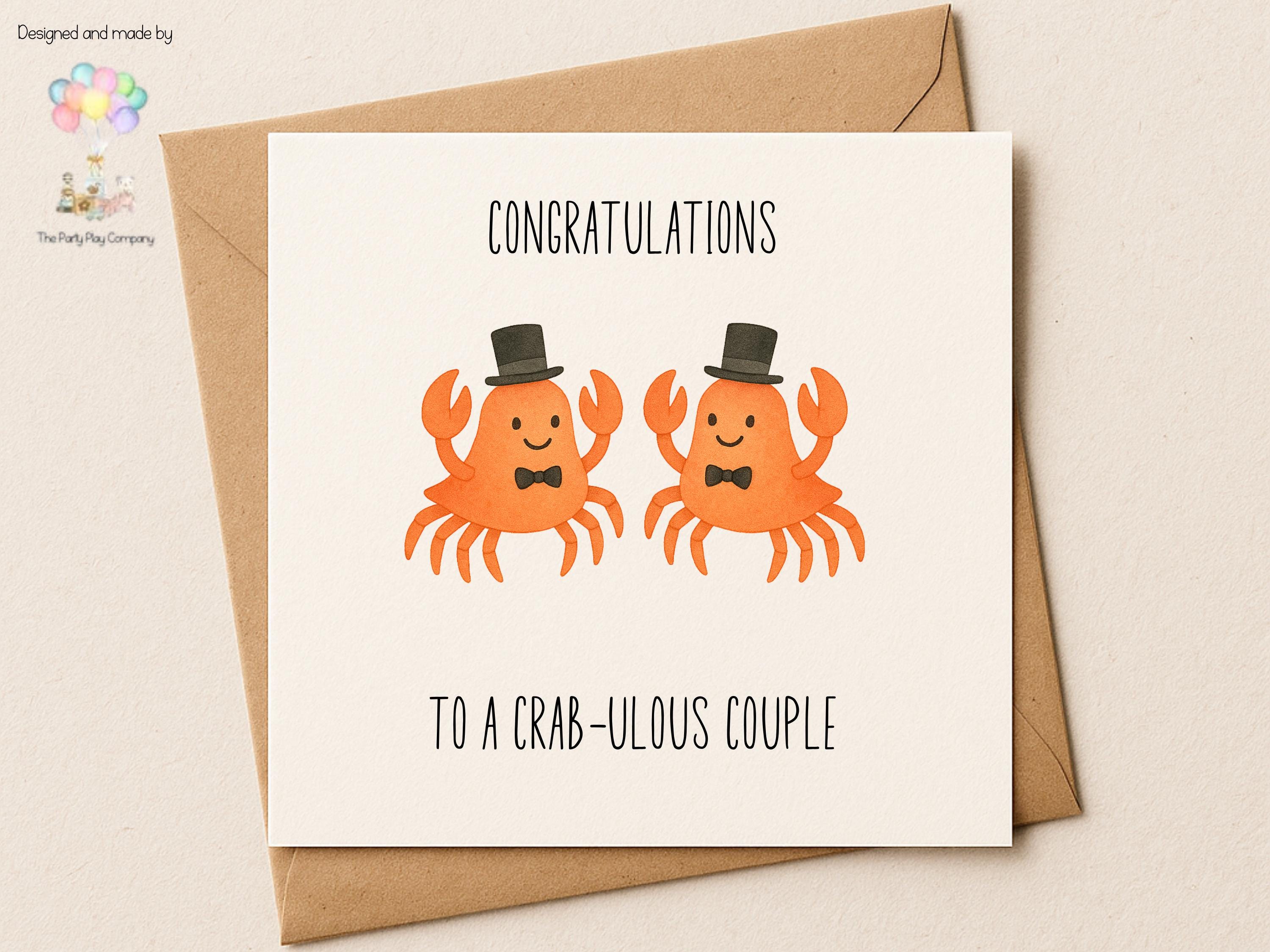 Funny Gay Wedding Card: Crab-ulous Groom Crabs LGBTQ Celebration