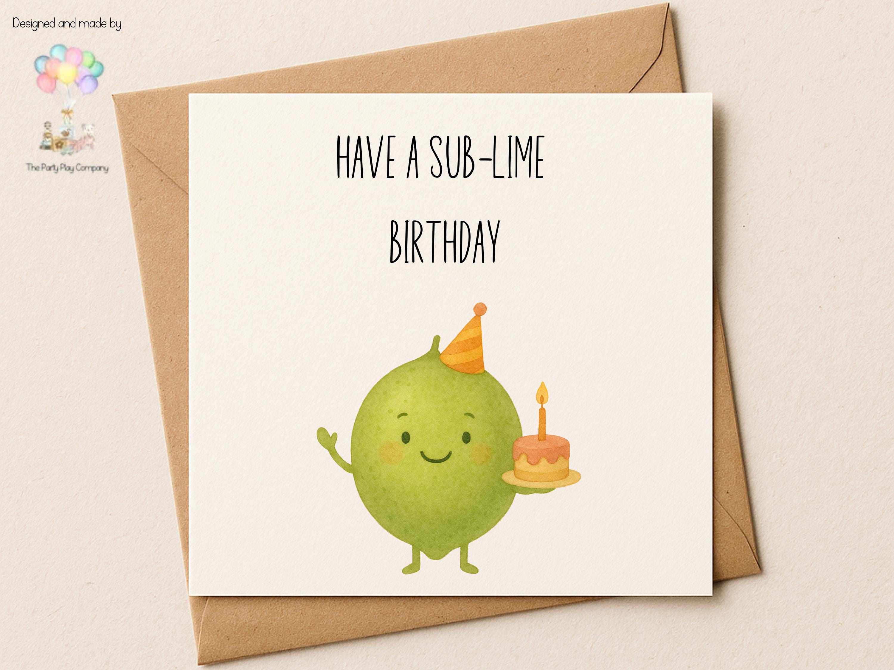 Funny Lime Birthday Card: Sub-Lime Pun for Friends & Family