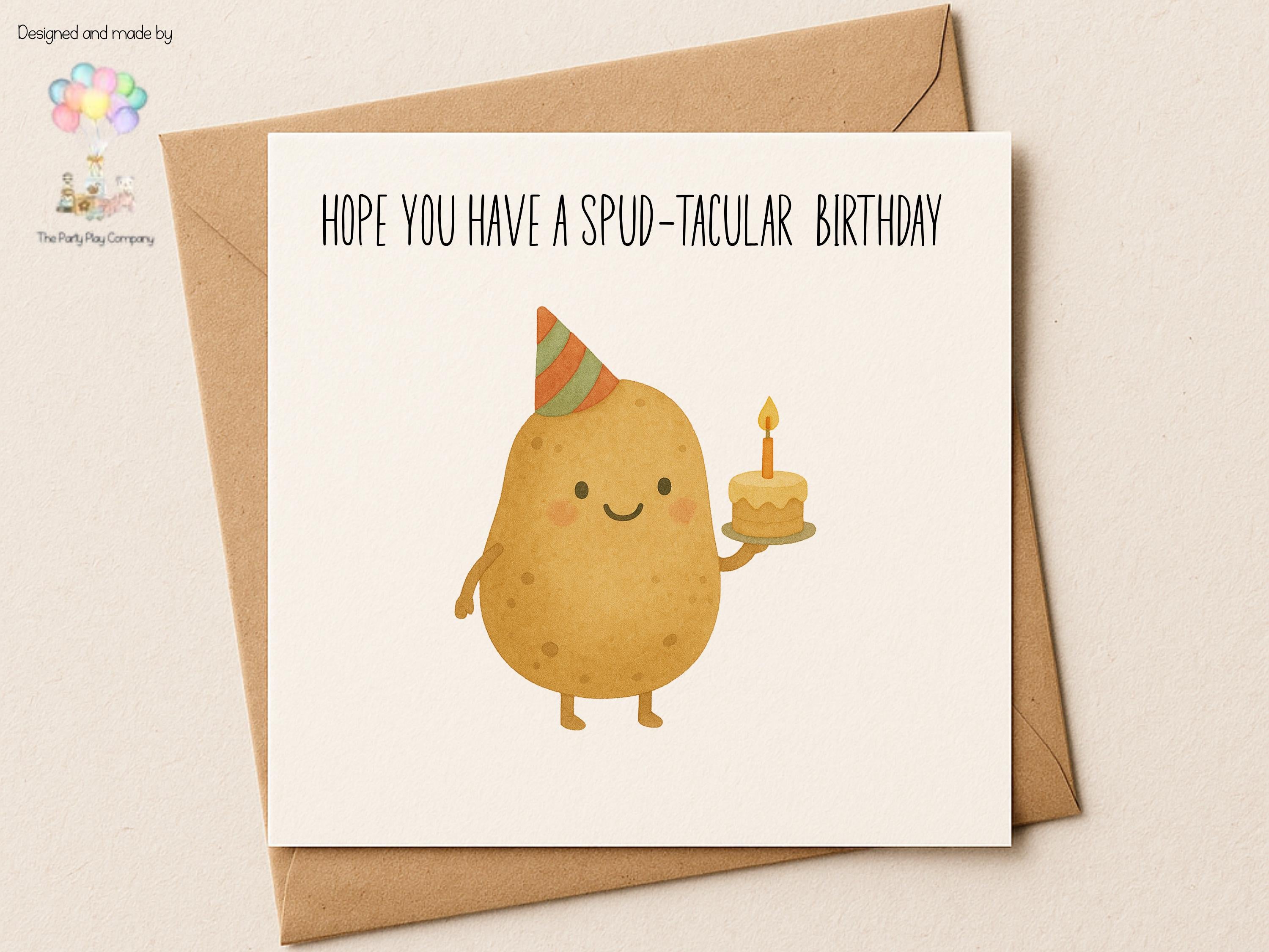 Funny Potato Birthday Card: Spud-tacular Pun Card