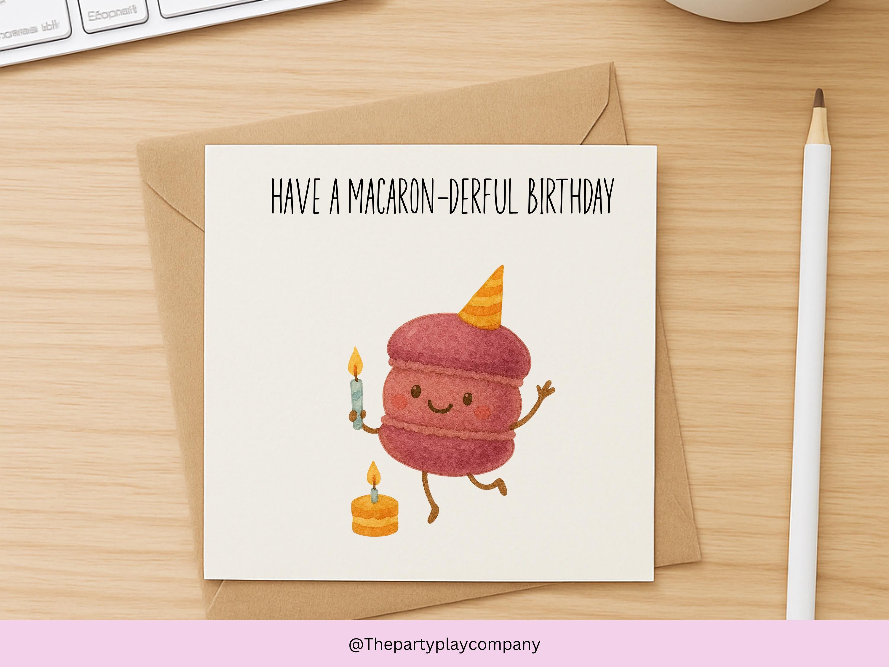 Funny Macaron Birthday Card: Food Pun Greeting Card