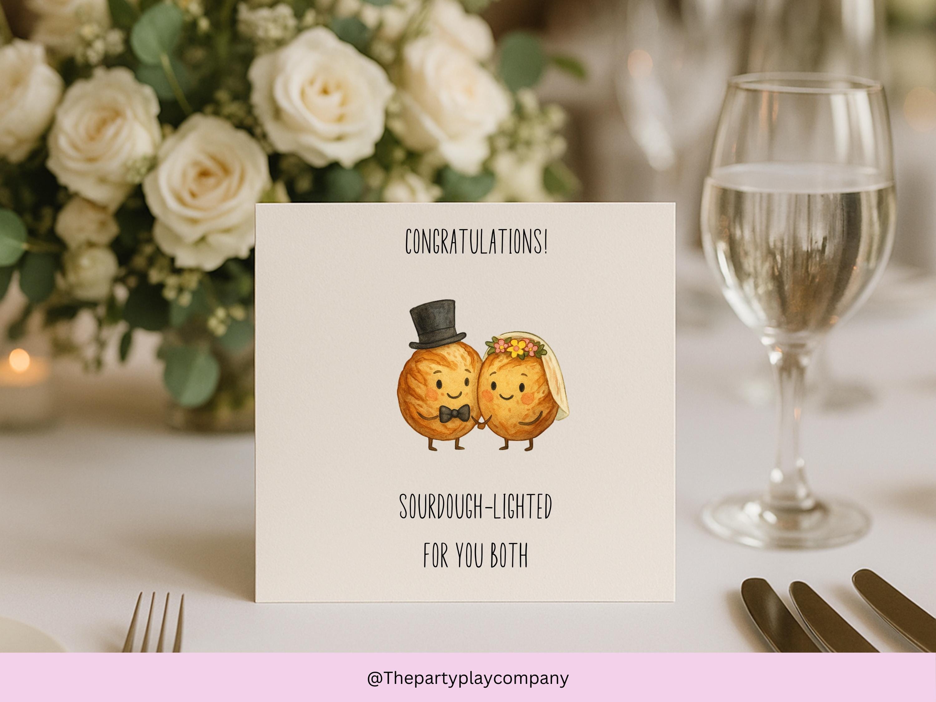 Funny Wedding Card | Sourdough Pun Congratulations Card | Sourdough-lighted For You Both | Quirky Newlyweds Card | 4 for 10 Pound Offer