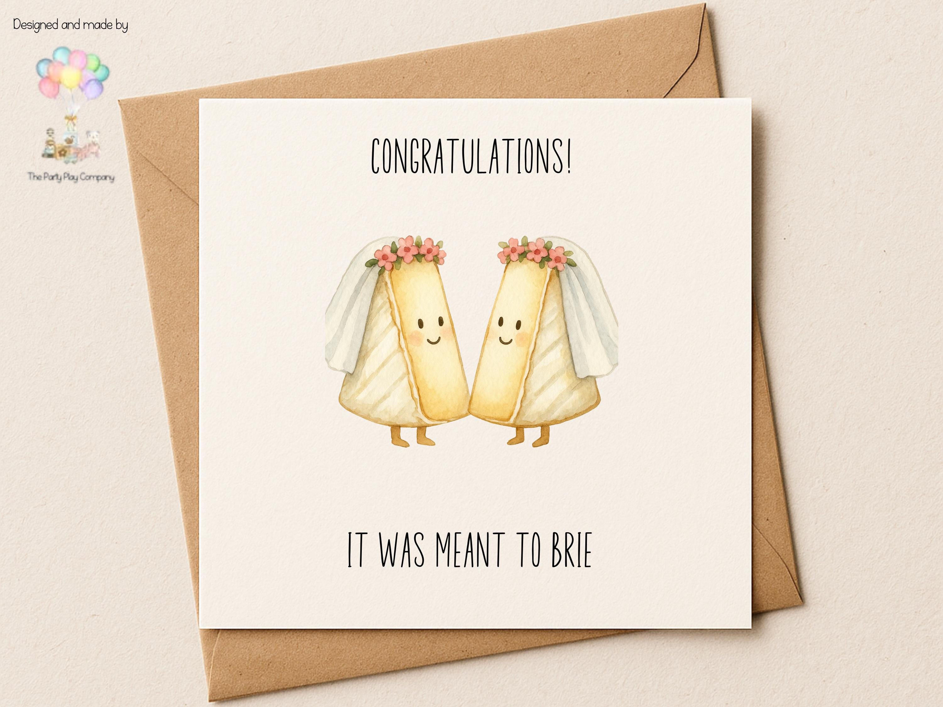 Funny Lesbian Wedding Card: Brie Cheese Pun - LGBTQ Same-Sex Marriage
