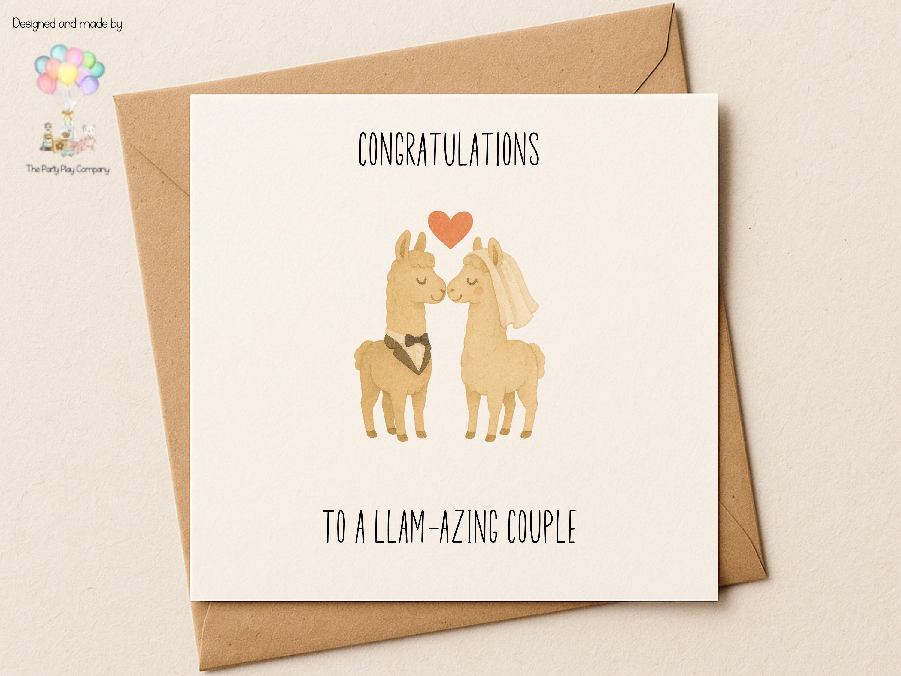 Funny Llama Wedding Card: Llam-azing Couple Anniversary