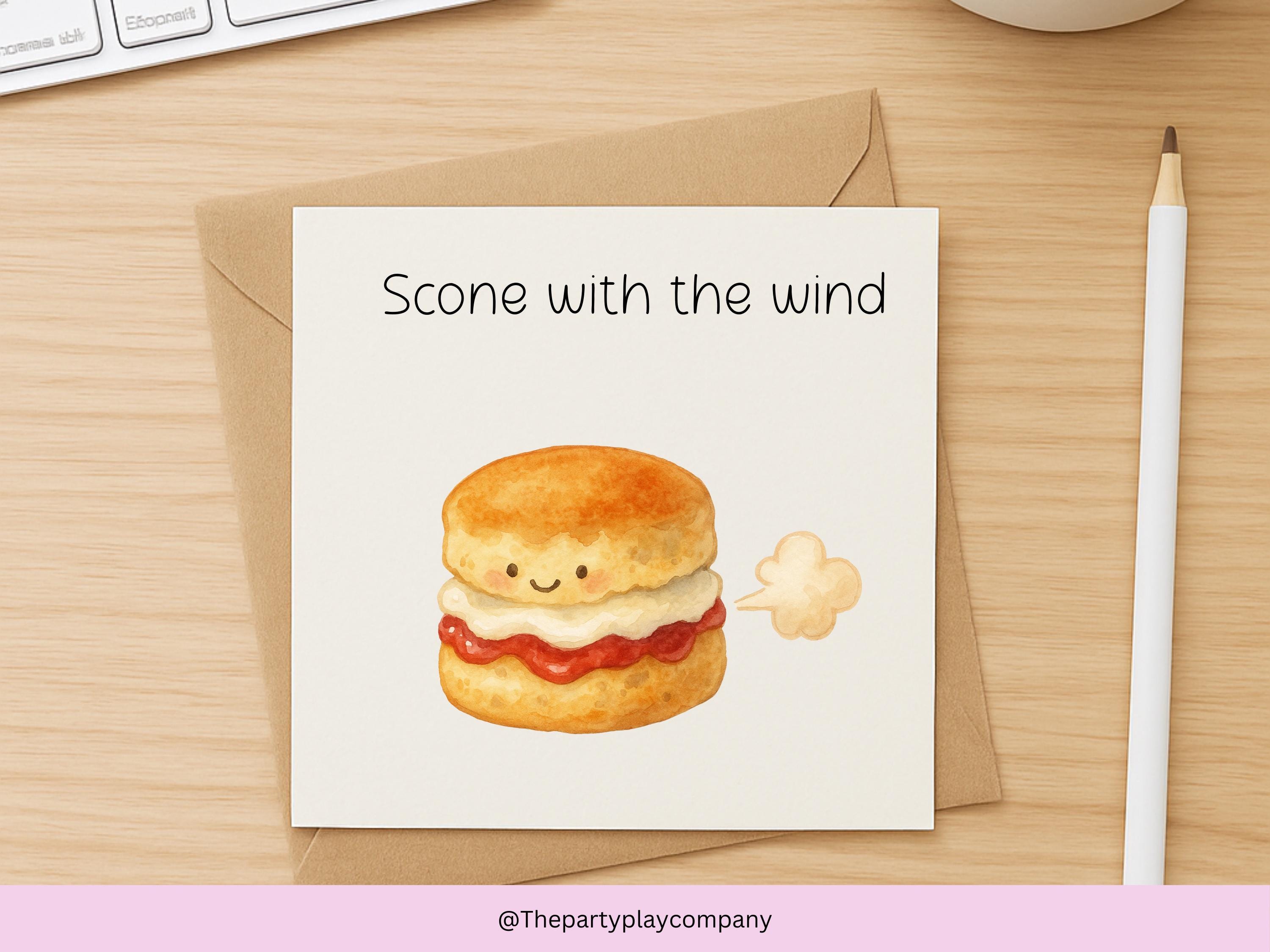 Funny Scone Card: Cream Tea Pun Greeting - 6x6" with Envelope