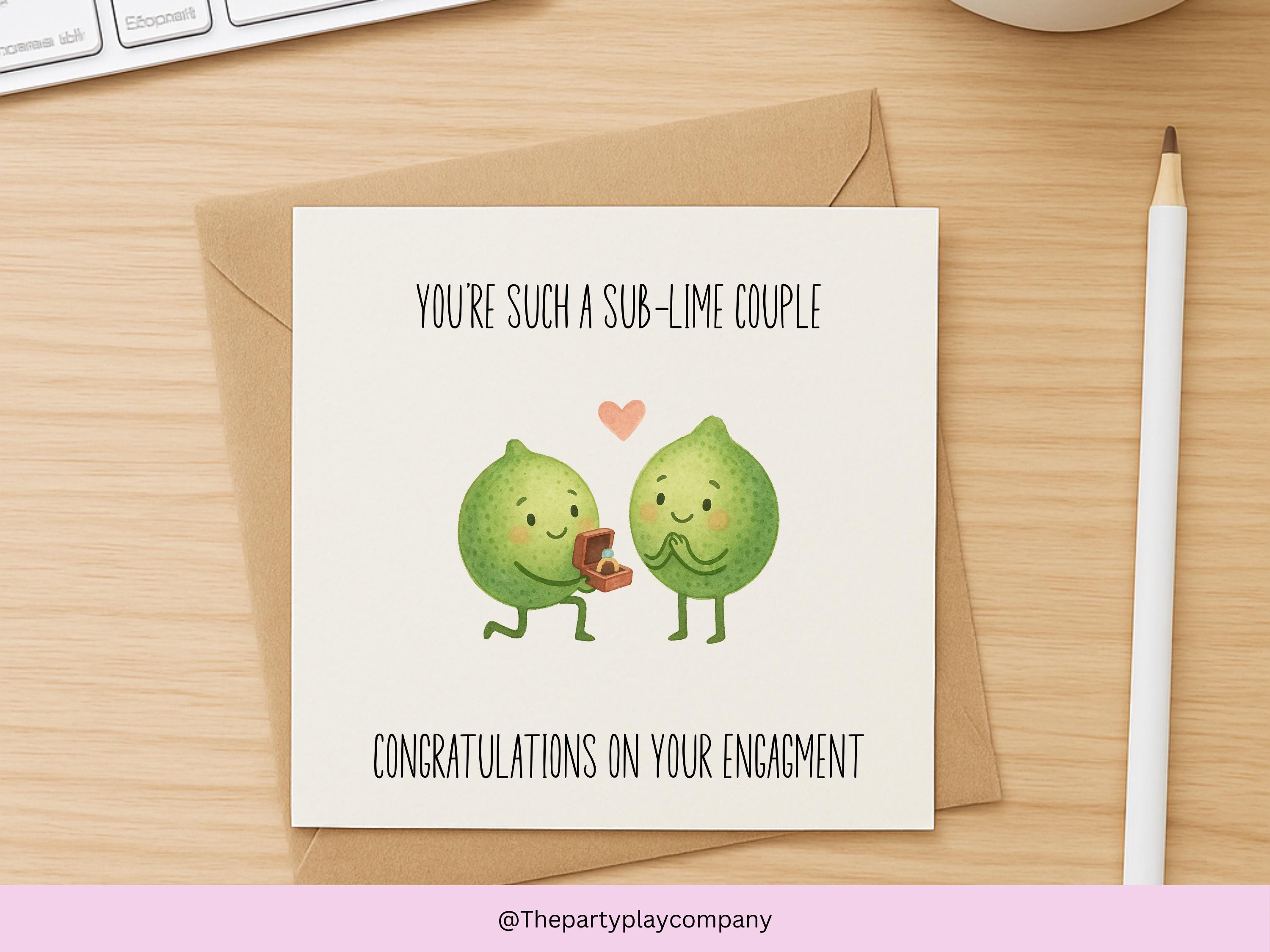 Funny Lime Engagement Card: Sub-Lime Love Pun