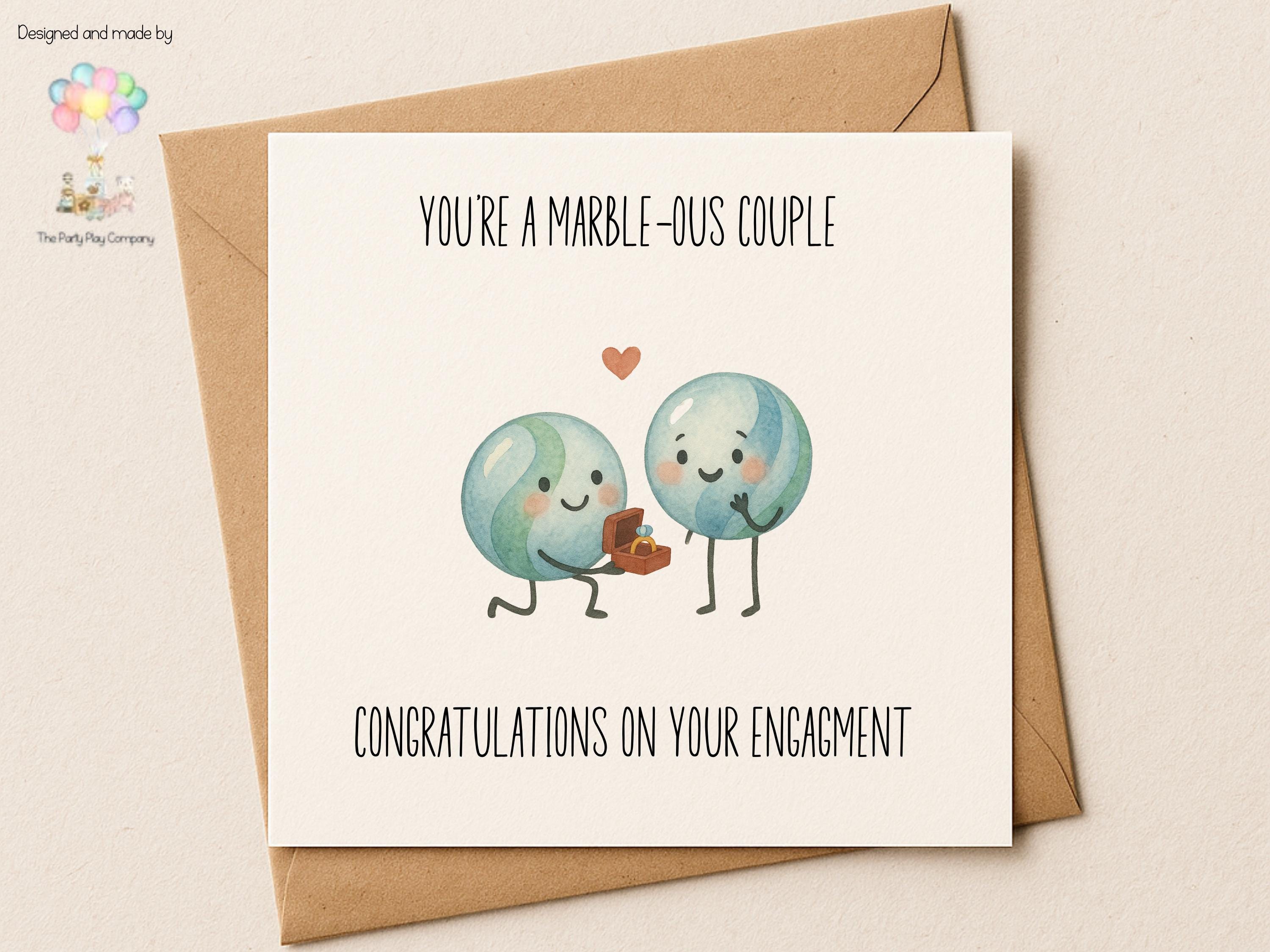 Funny Engagement Card: Marble Pun - "Marble-ous" Love