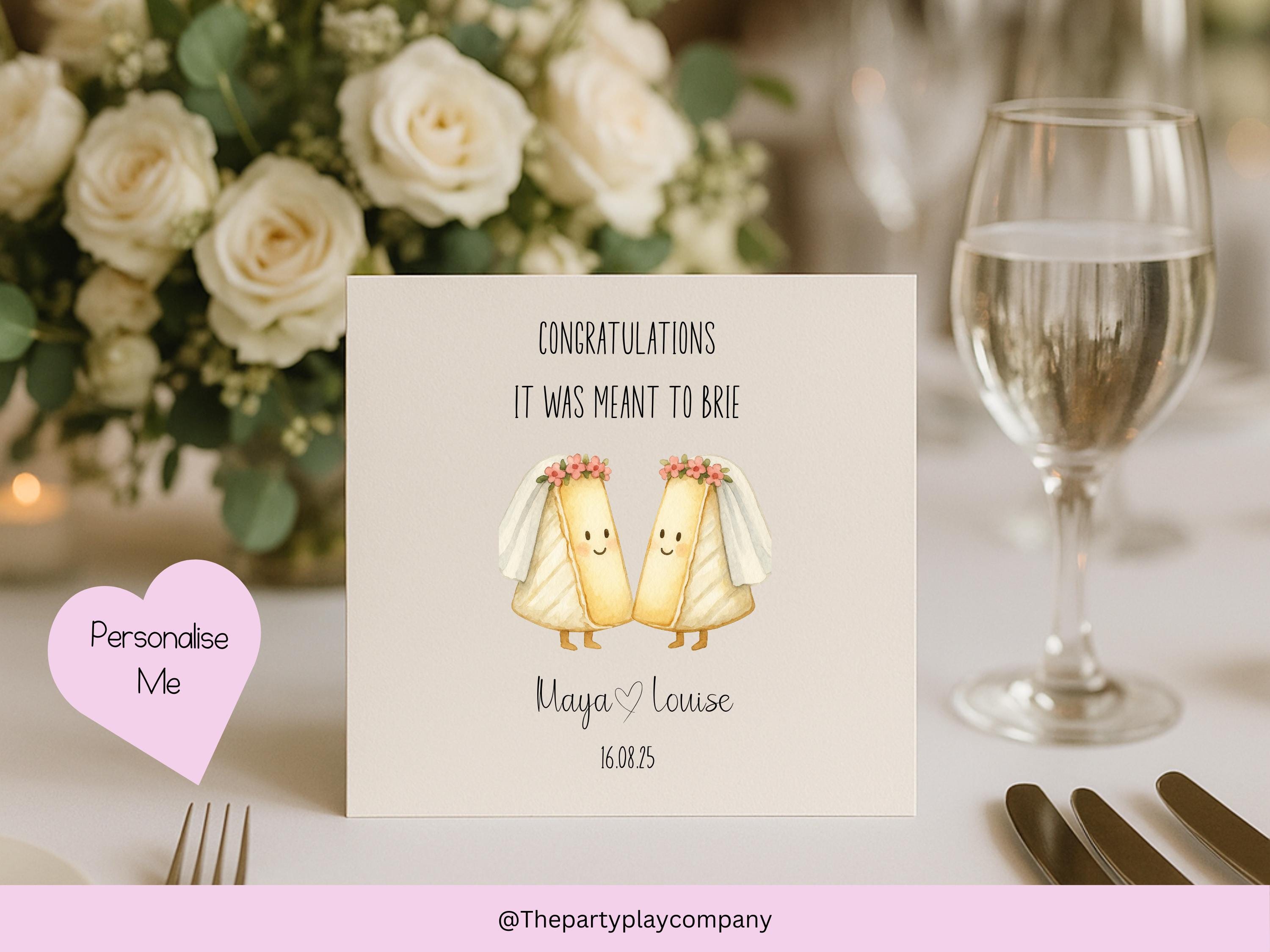 Funny Lesbian Wedding Card: Two Brides Cheese Pun Anniversary Card