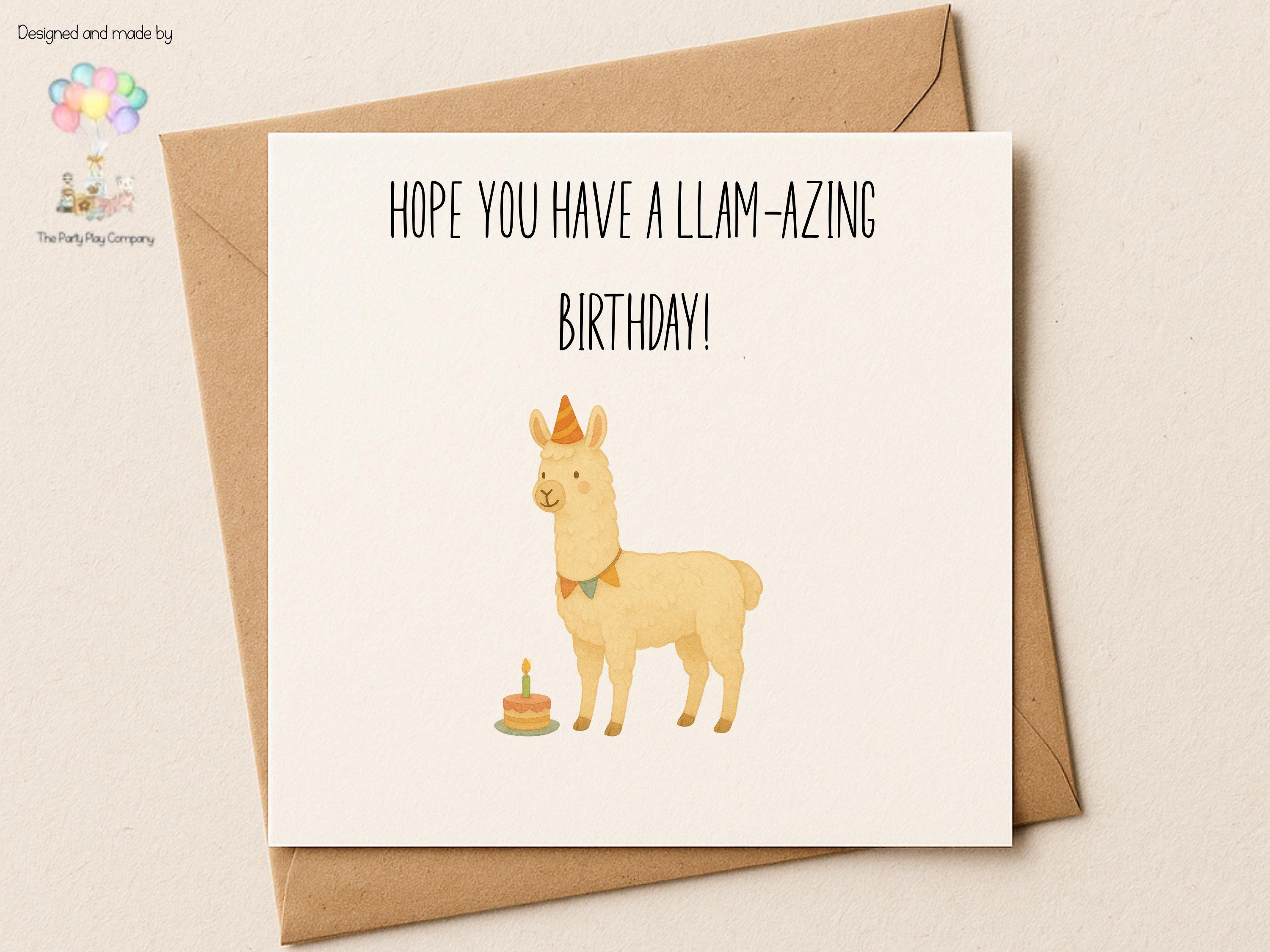 Funny Llama Birthday Card: Animal Pun Greeting Card