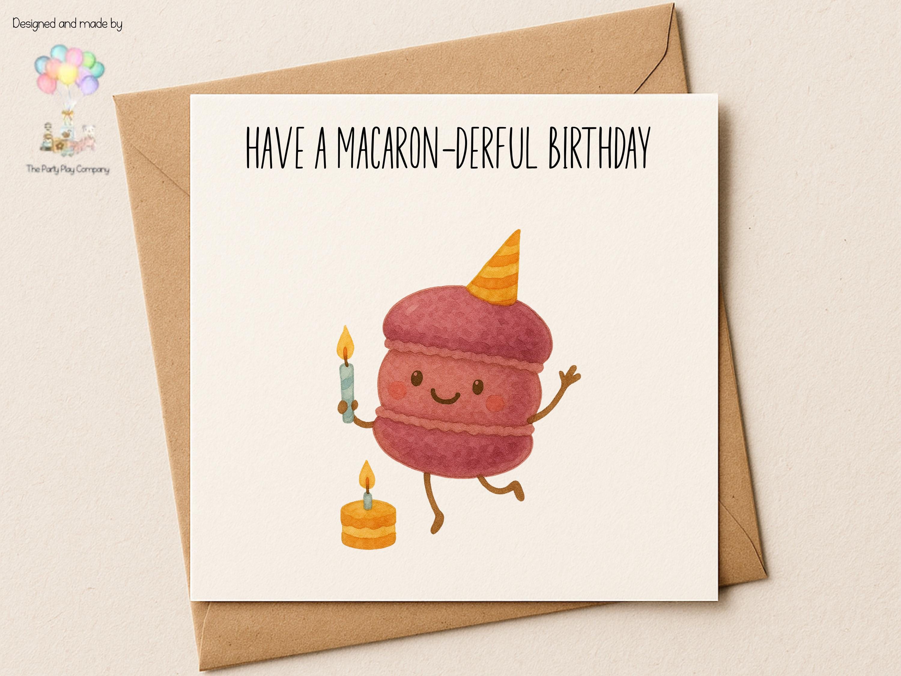 Funny Macaron Birthday Card: Food Pun Greeting Card