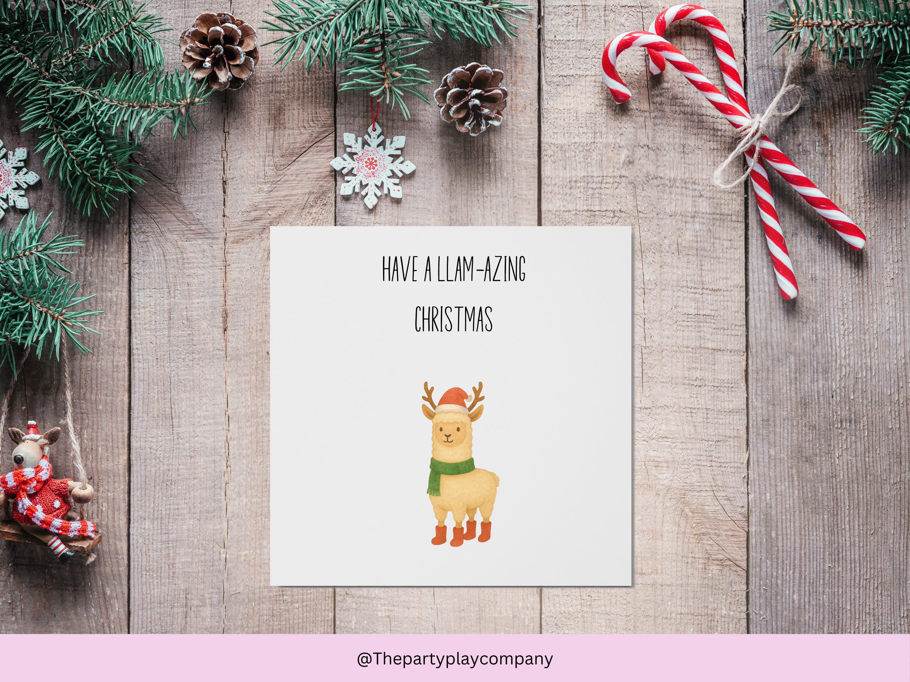 Funny Llama Christmas Card: Llam-azing Pun Holiday Card