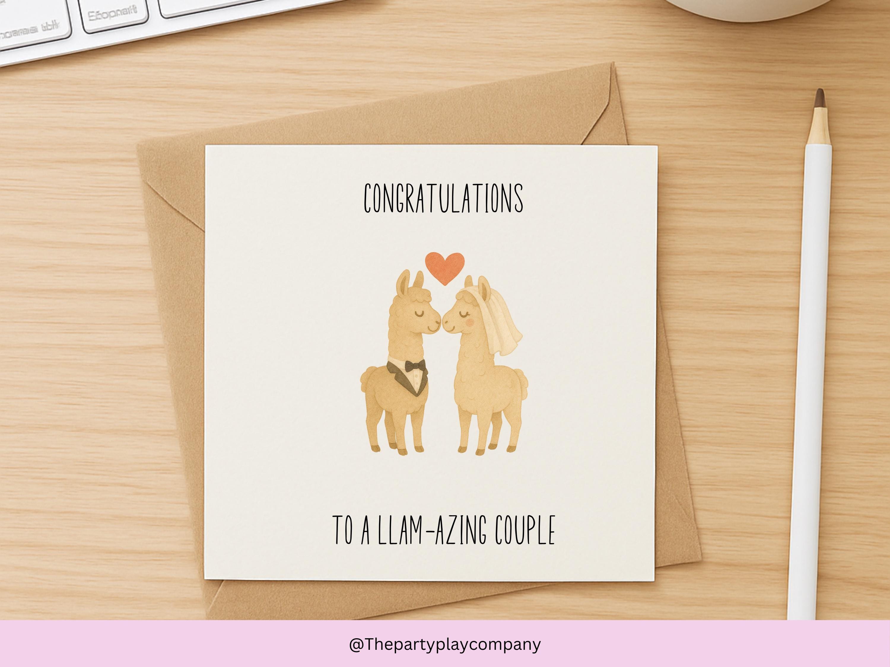 Funny Llama Wedding Card: Llam-azing Couple Anniversary