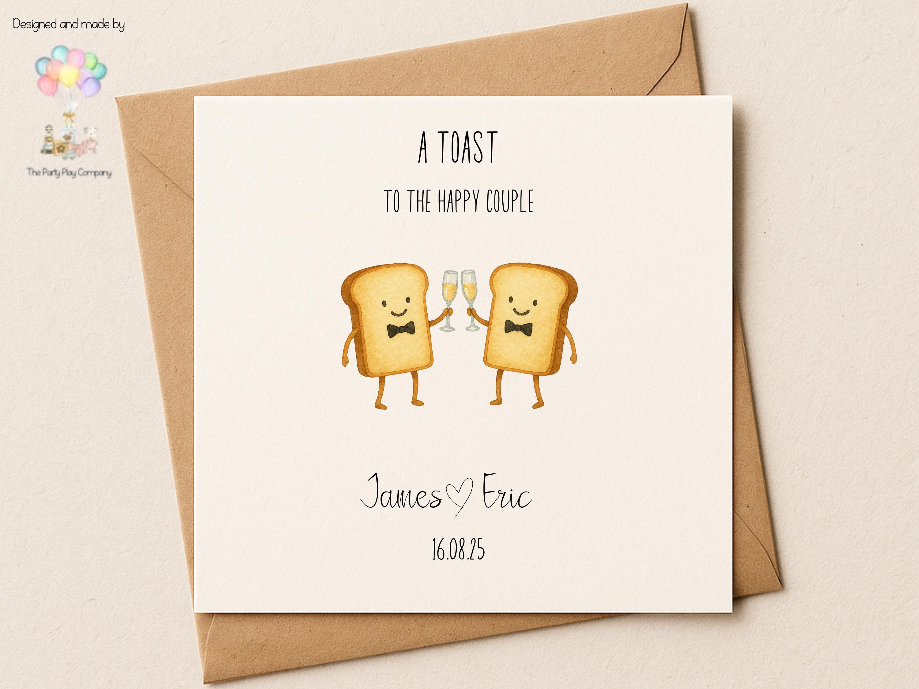 Funny Gay Wedding Card: Toast to the Couple Pun Anniversary Card