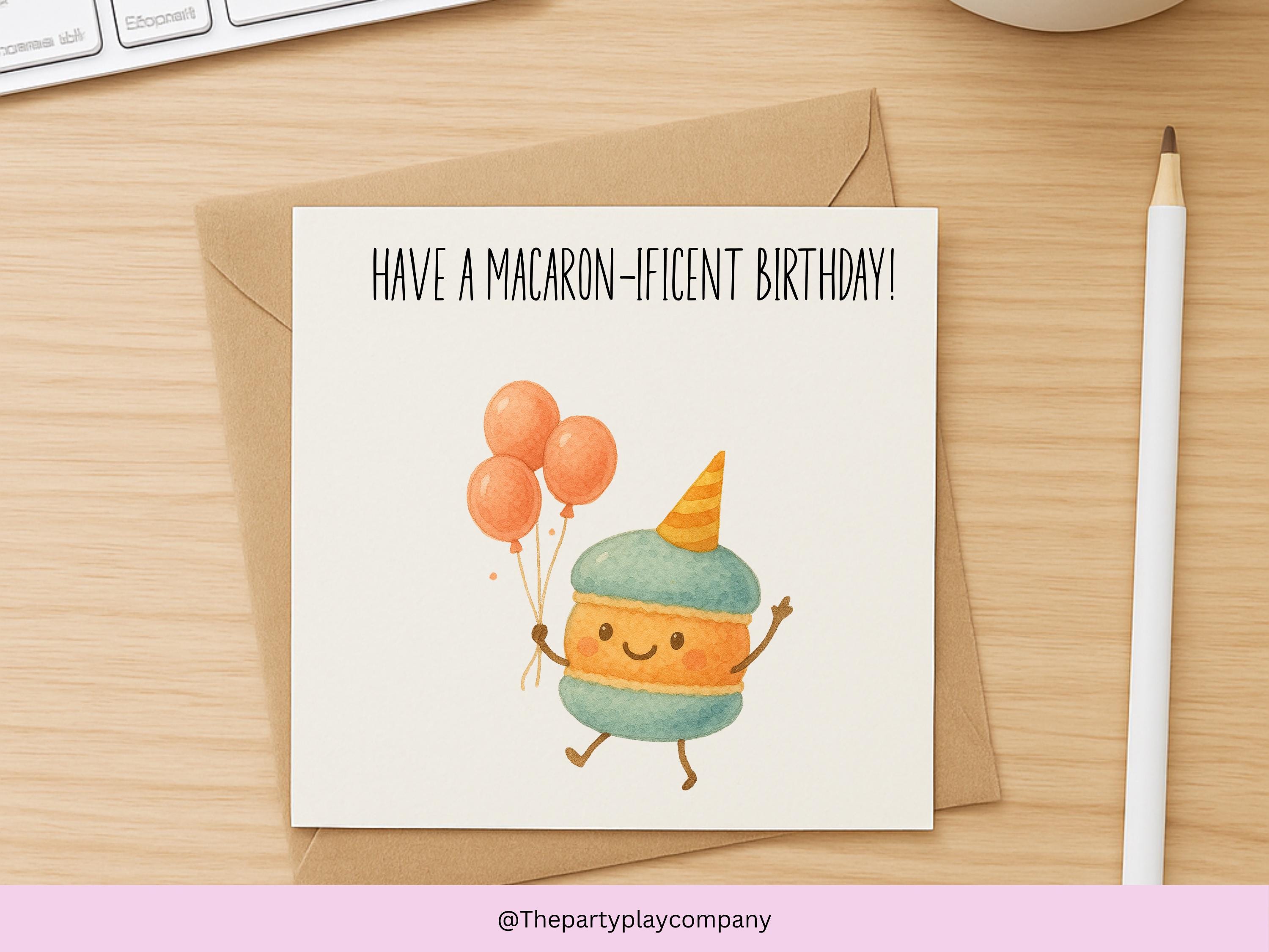 Funny Macaron Birthday Card: Food Pun Greeting Card
