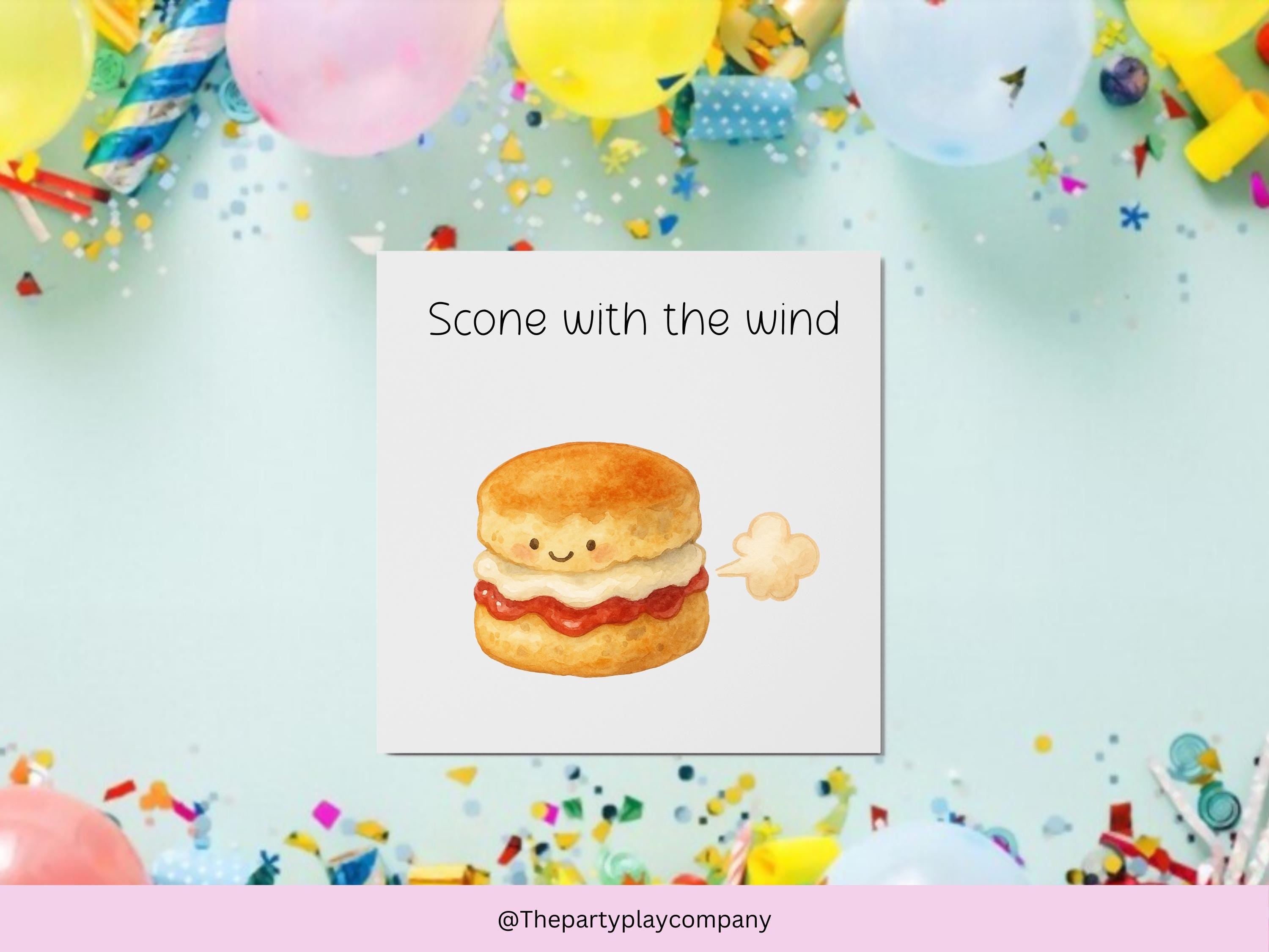 Funny Scone Card: Cream Tea Pun Greeting - 6x6" with Envelope
