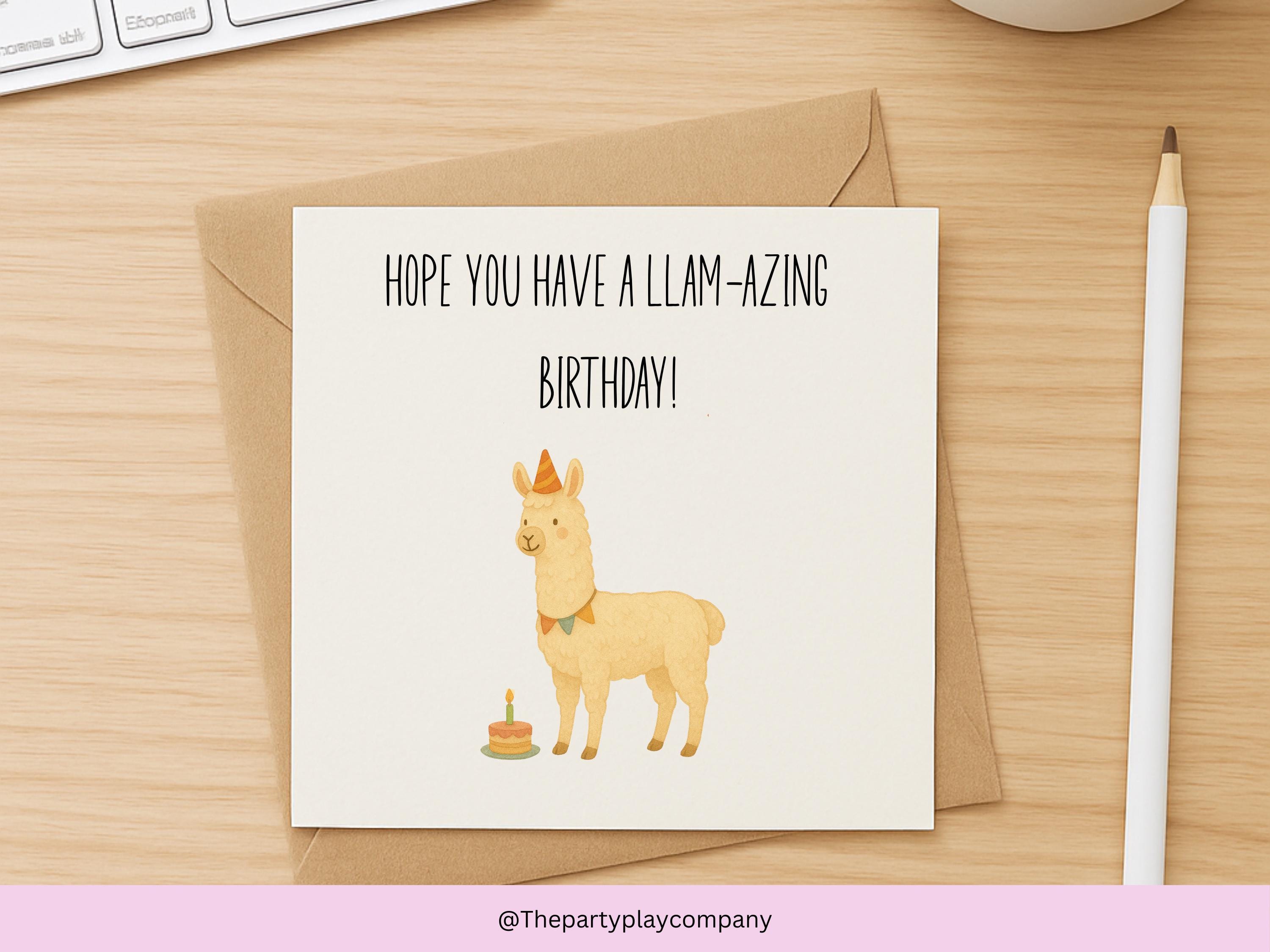 Funny Llama Birthday Card: Animal Pun Greeting Card