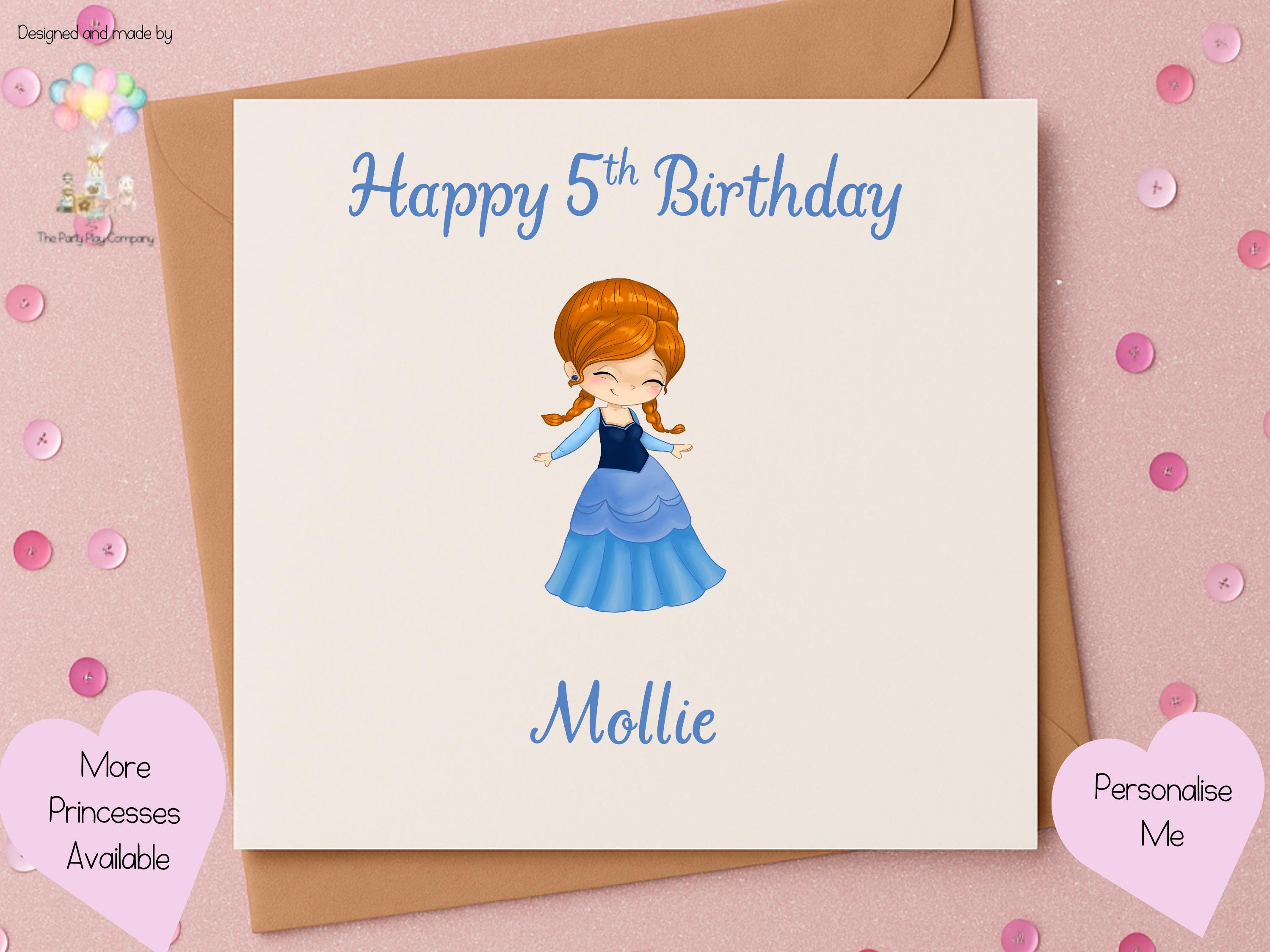 Personalized Princess Birthday Card: Custom Name & Age, 6x6 Inch