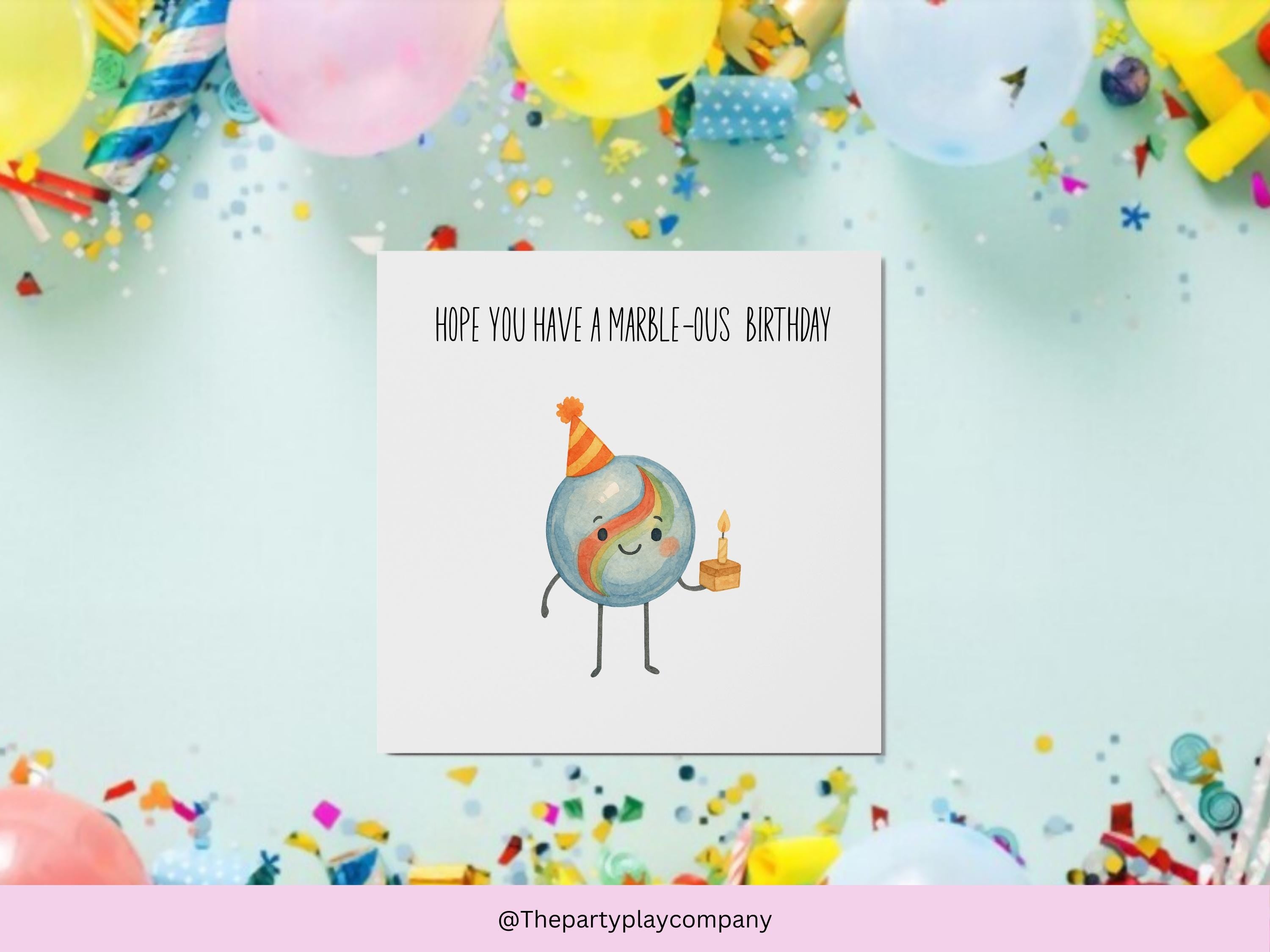 Funny Marble Birthday Card: Pun Greeting Card with Kraft Envelope