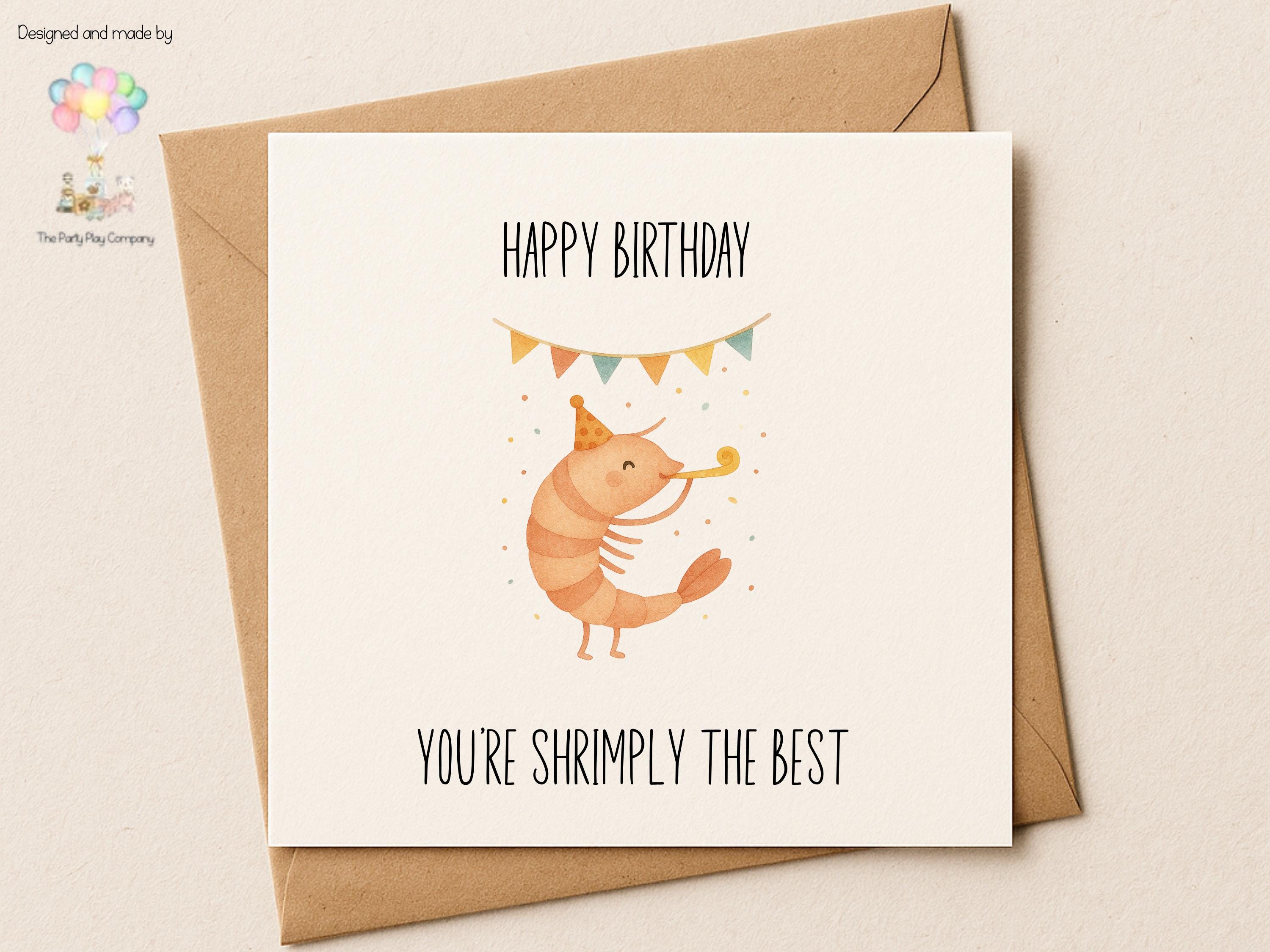 Shrimp Birthday Pun Card: Funny Seafood Greeting