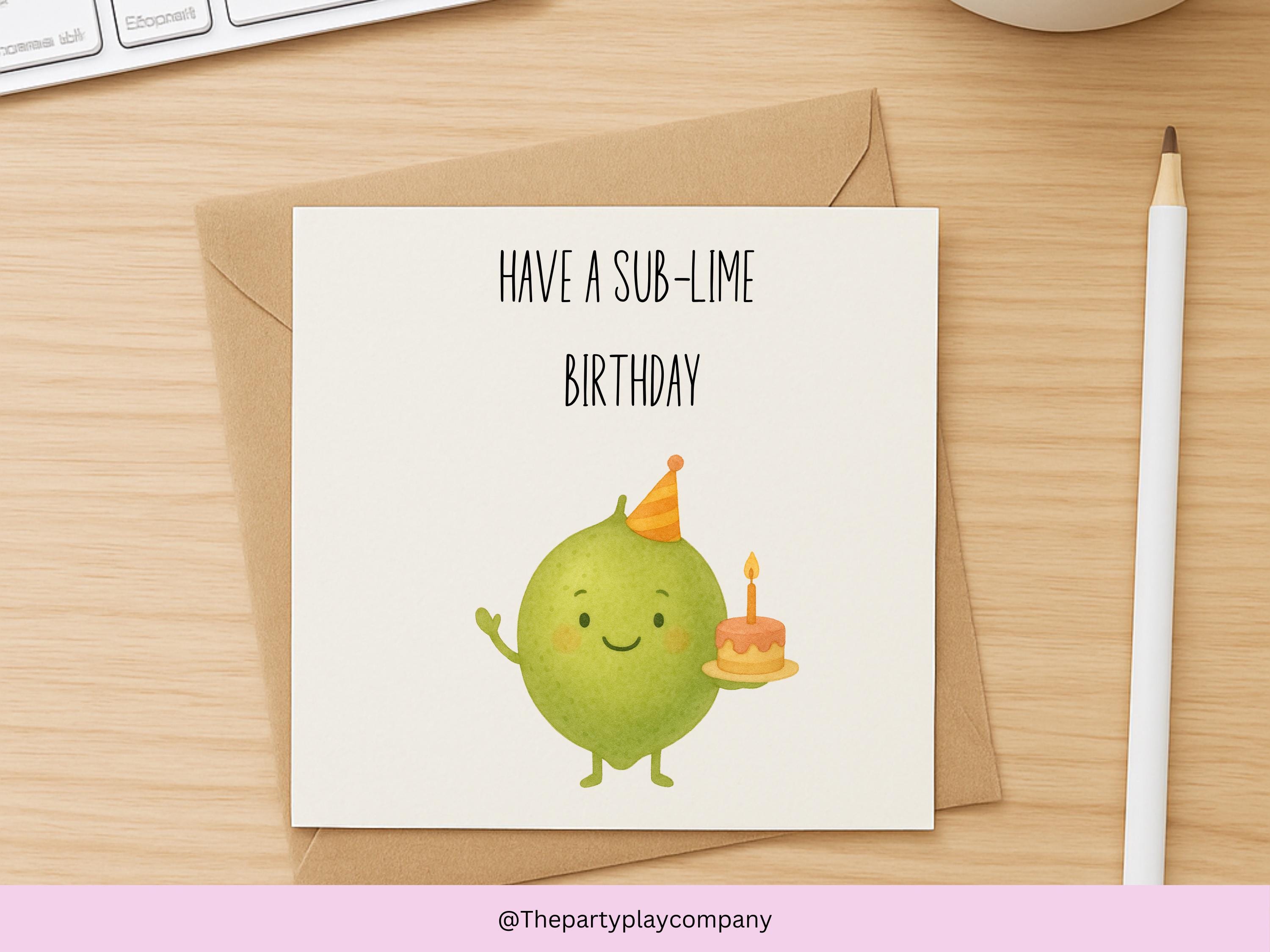 Funny Lime Birthday Card: Sub-Lime Pun for Friends & Family