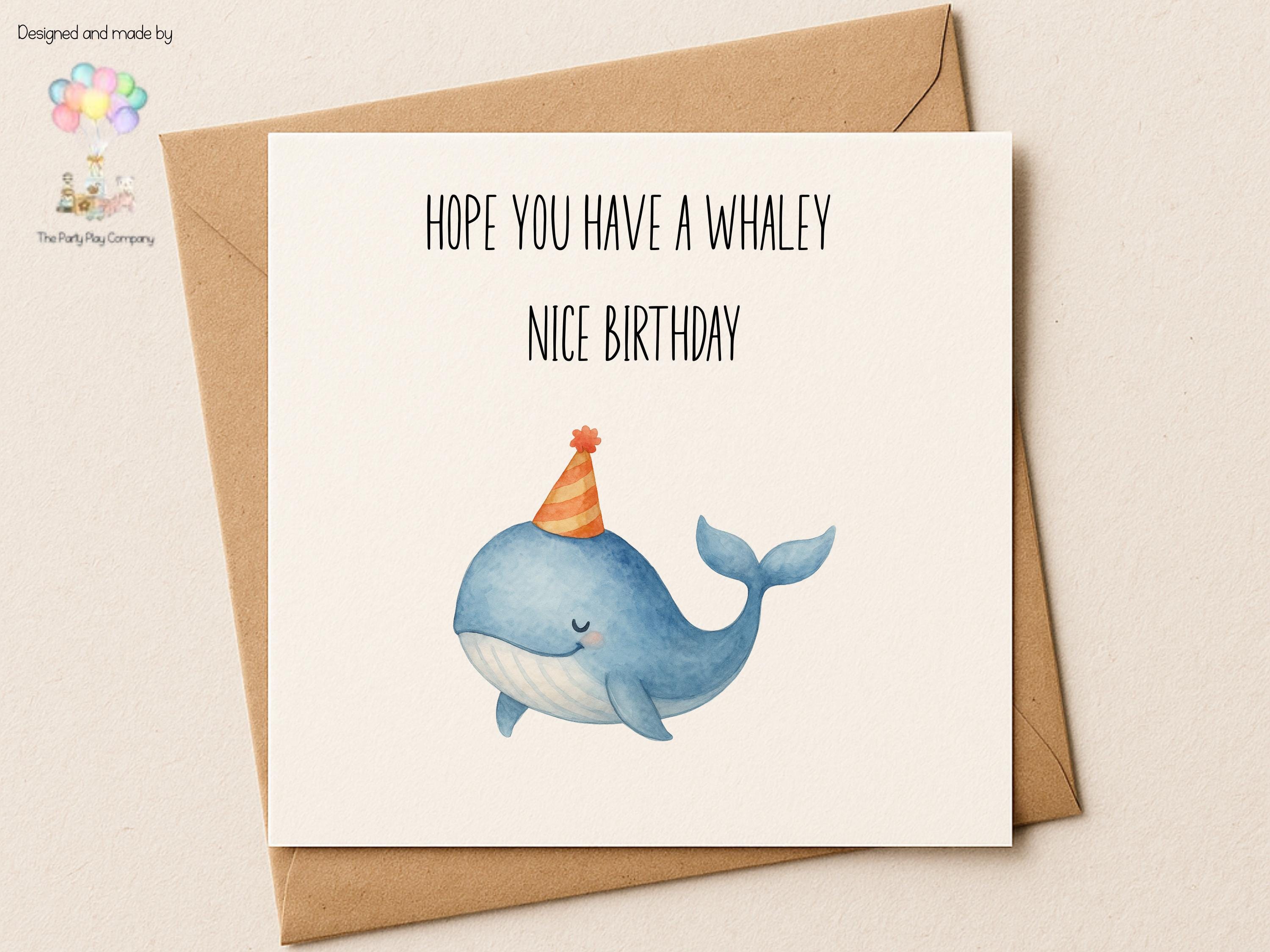 Whale Birthday Card: Funny Pun Greeting - Sea Life Design