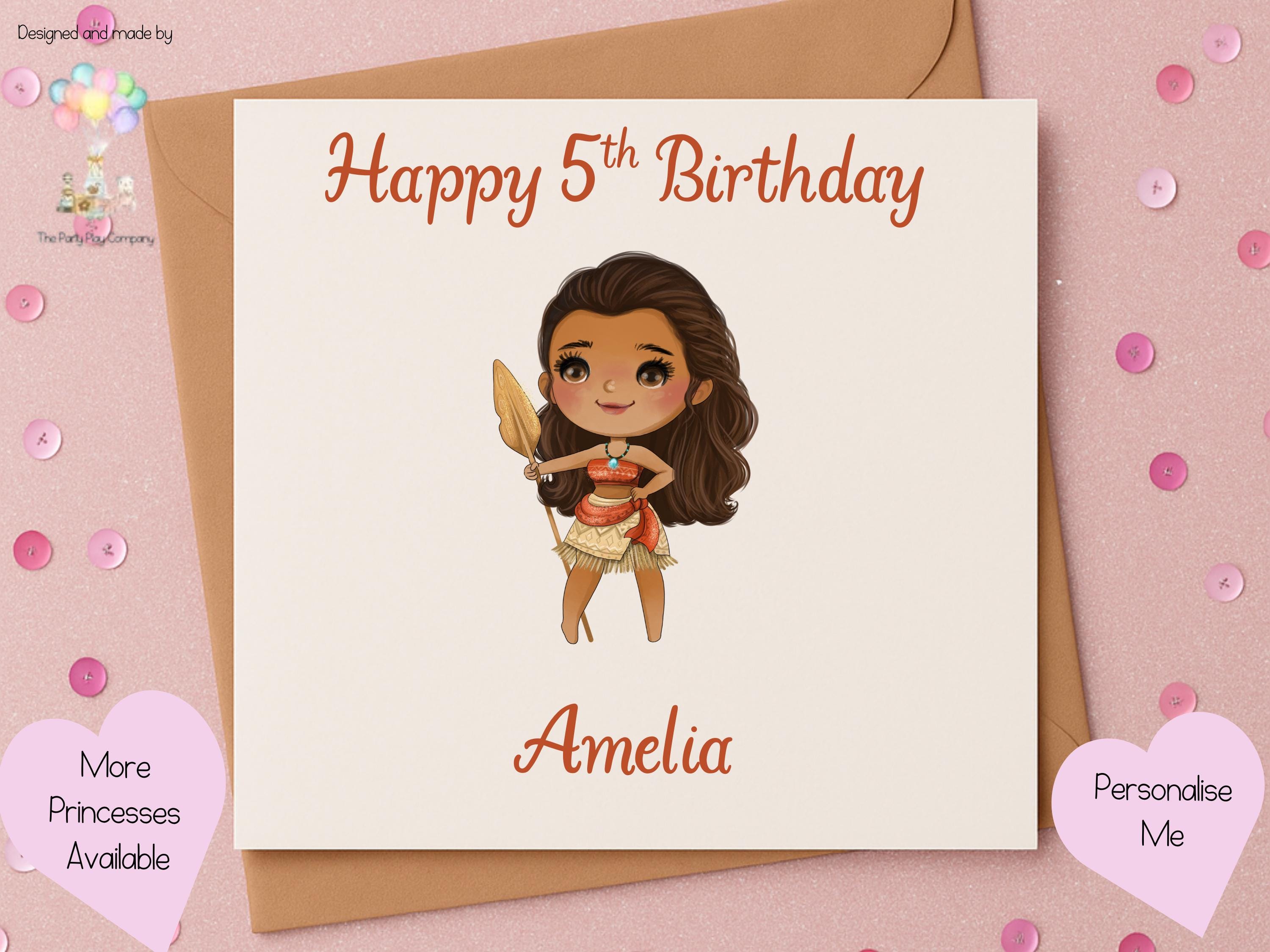 Personalised Island Princess Birthday Card – Custom Name & Age, 6x6 Girls Card, More Designs Available