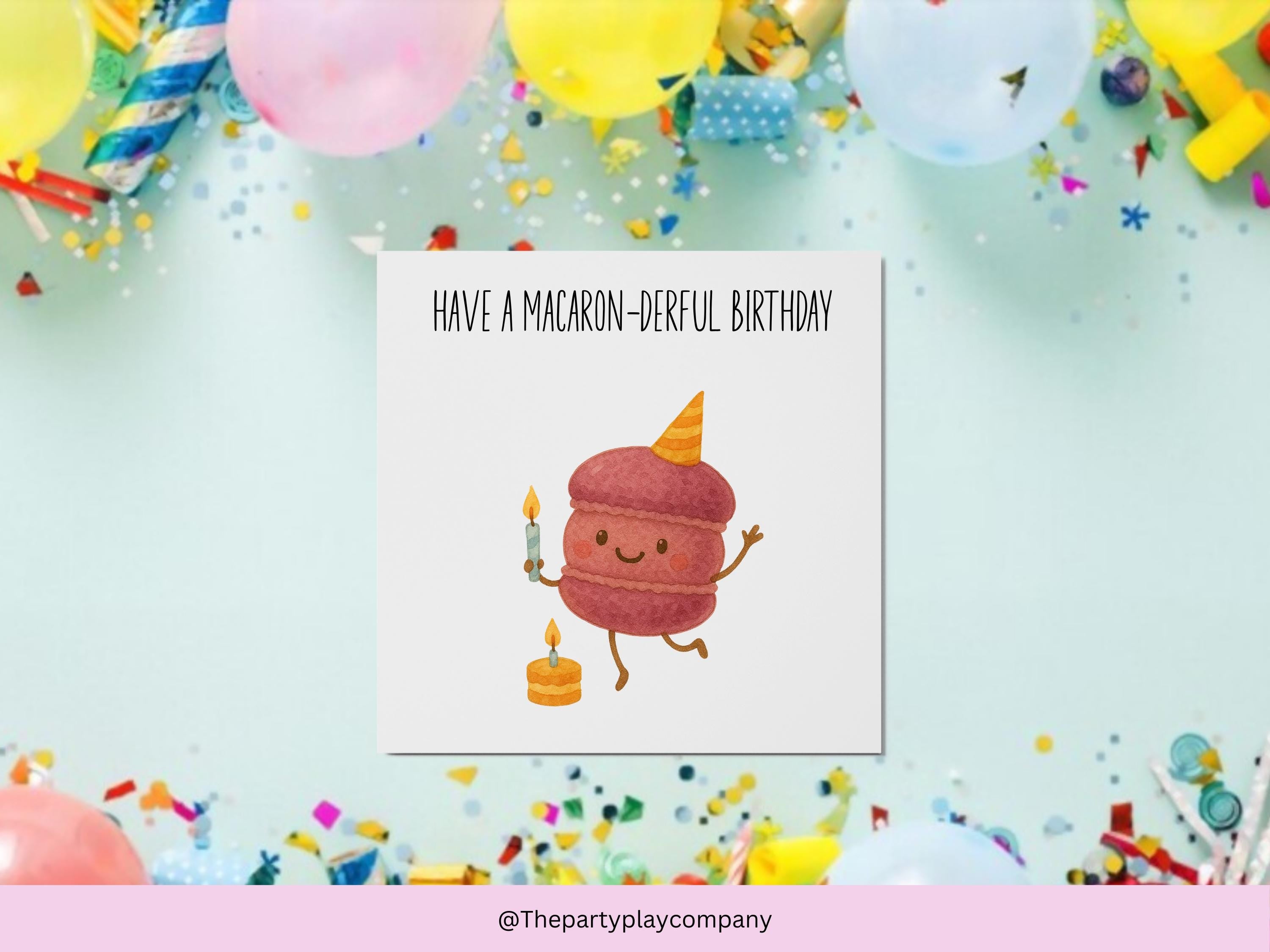 Funny Macaron Birthday Card: Food Pun Greeting Card