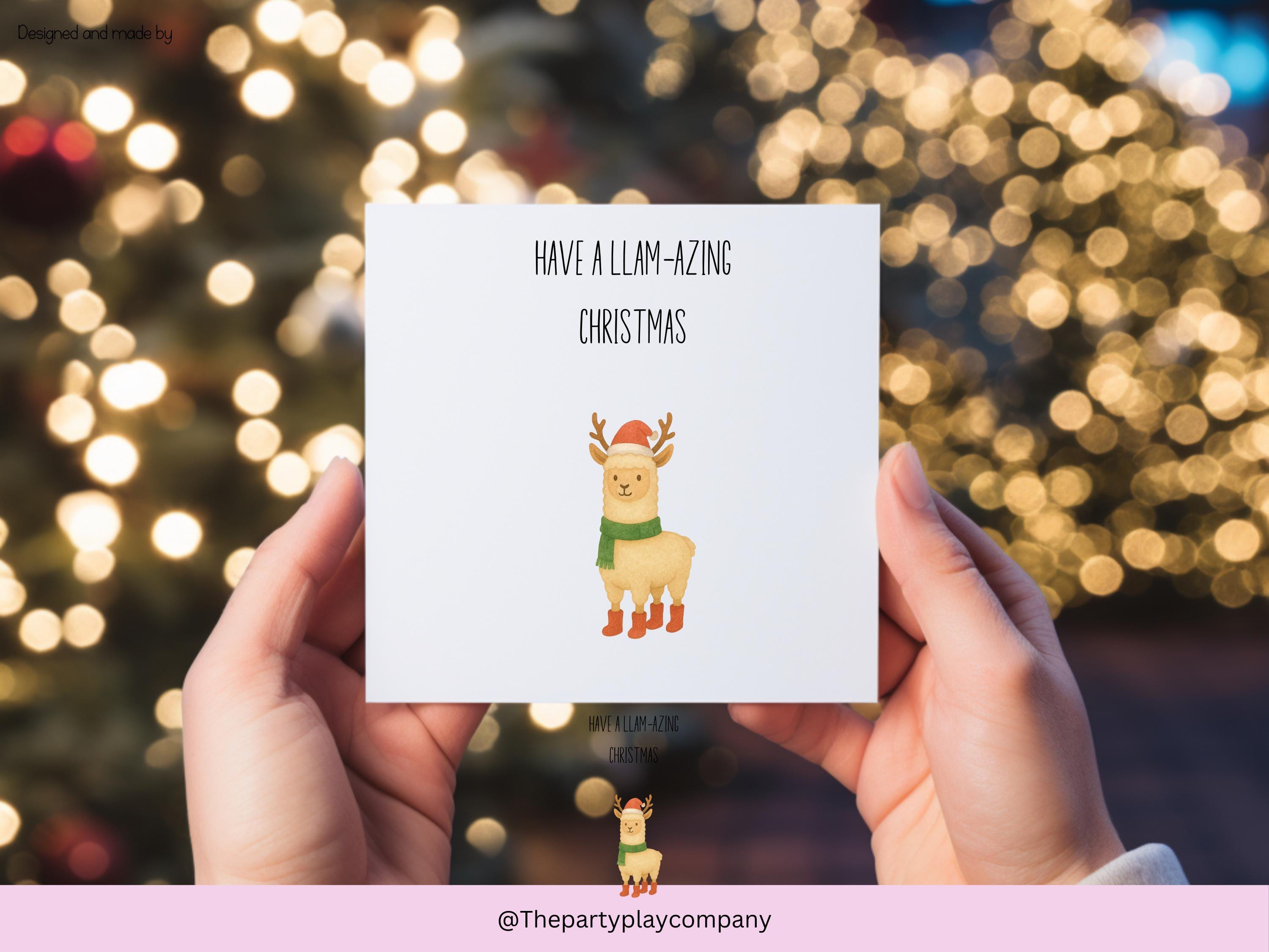 Funny Llama Christmas Card: Llam-azing Pun Holiday Card