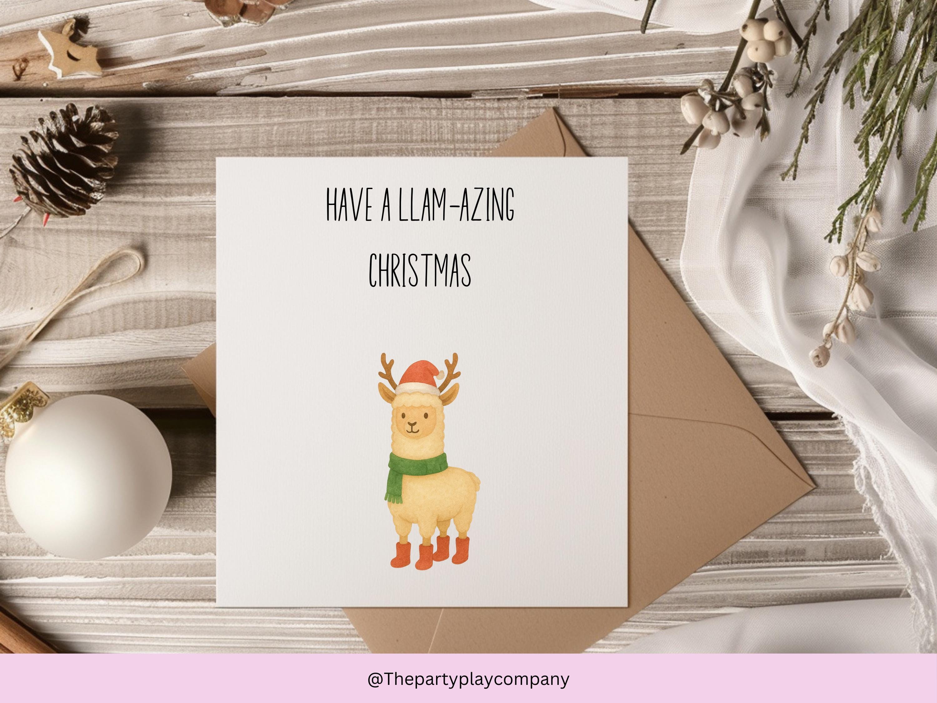 Funny Llama Christmas Card: Llam-azing Pun Holiday Card