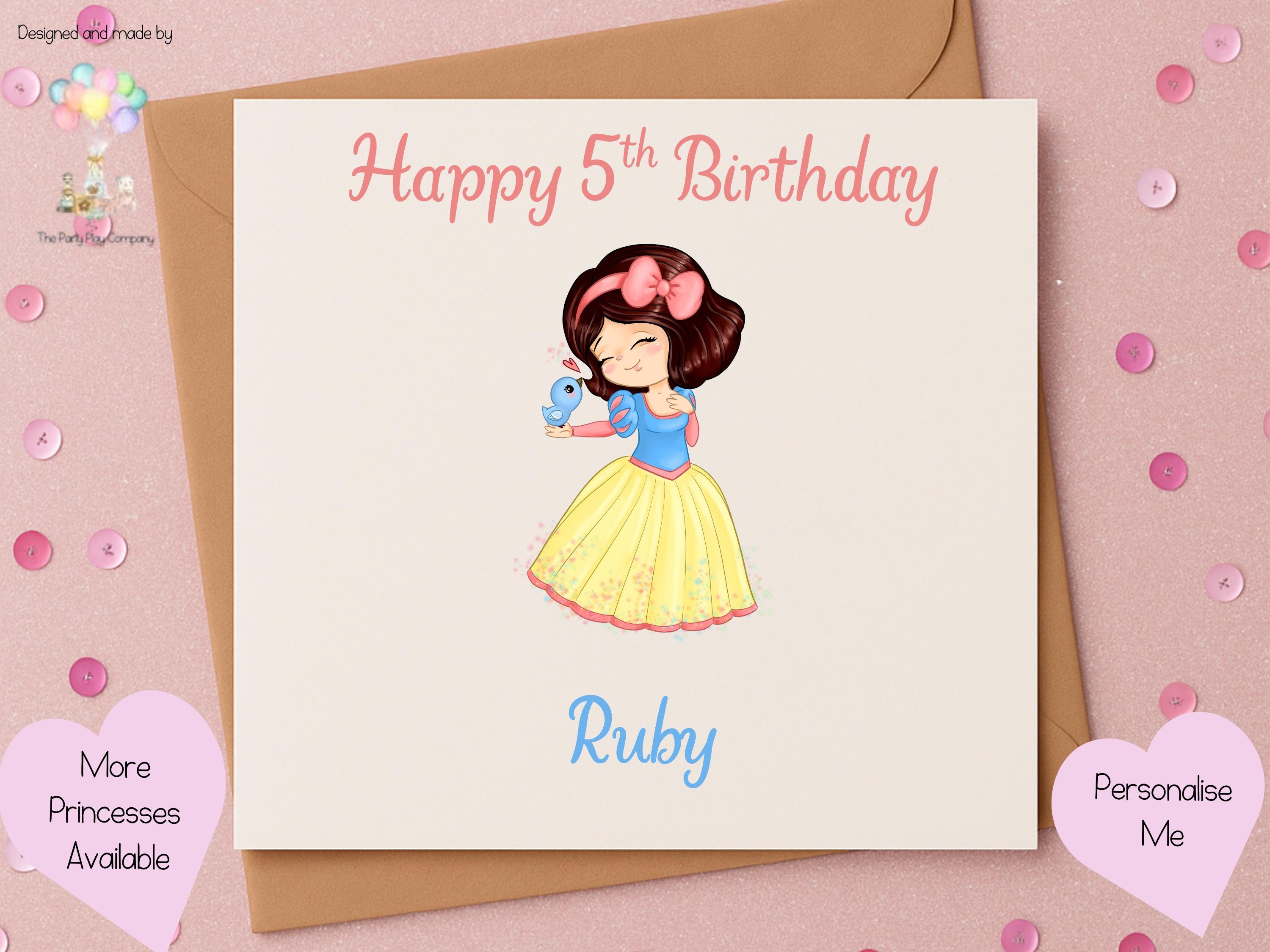 Personalised Snow Princess Birthday Card – Custom Name & Age, 6x6 Girls Card, More Designs Available