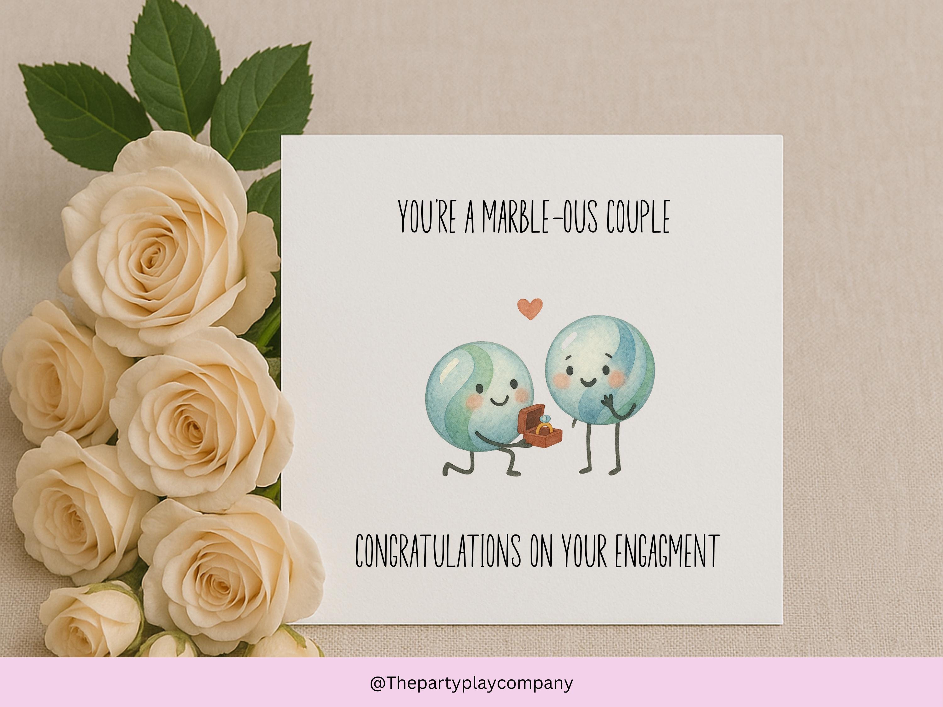 Funny Engagement Card: Marble Pun - "Marble-ous" Love