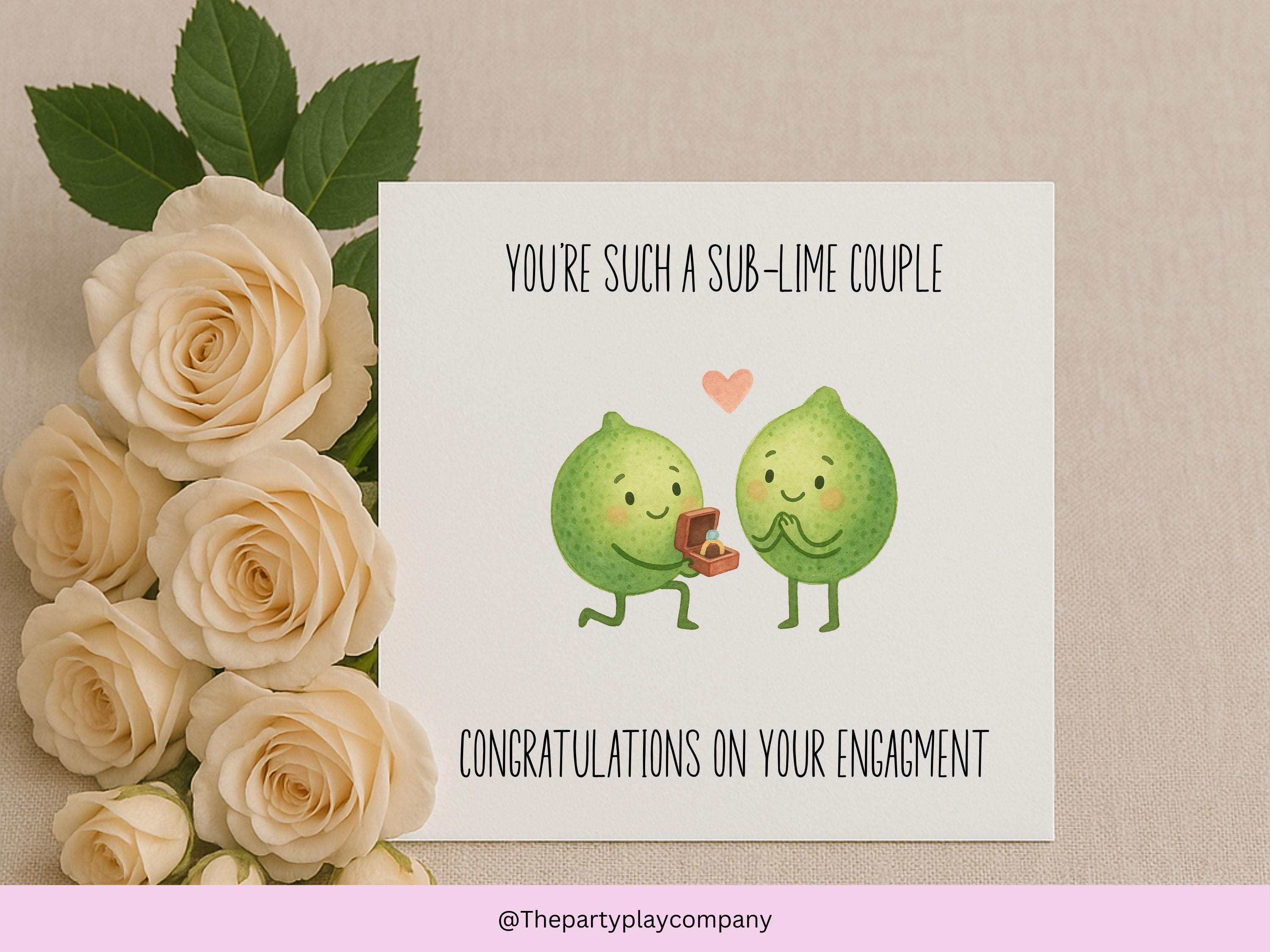 Funny Lime Engagement Card: Sub-Lime Love Pun