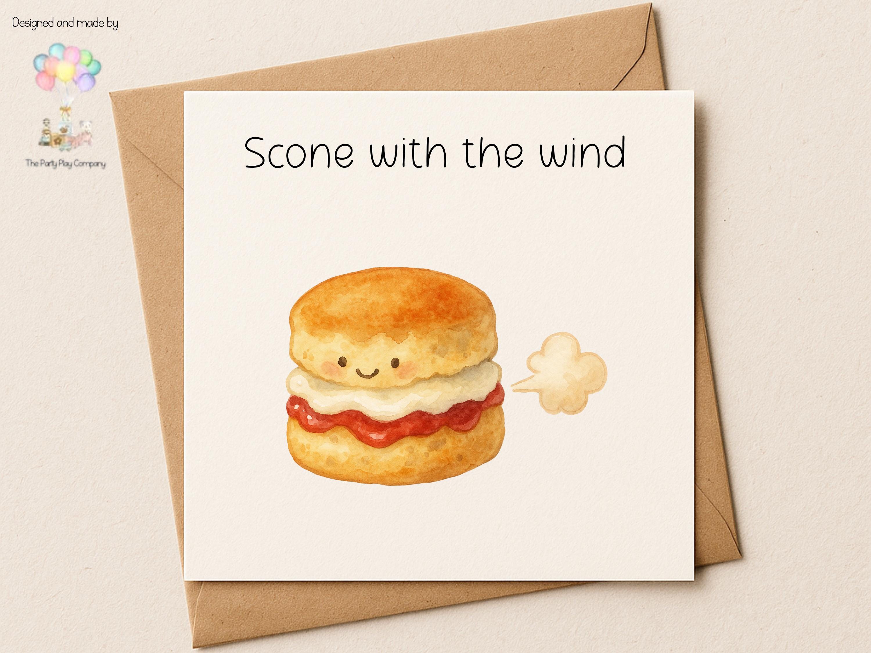 Funny Scone Card: Cream Tea Pun Greeting - 6x6" with Envelope