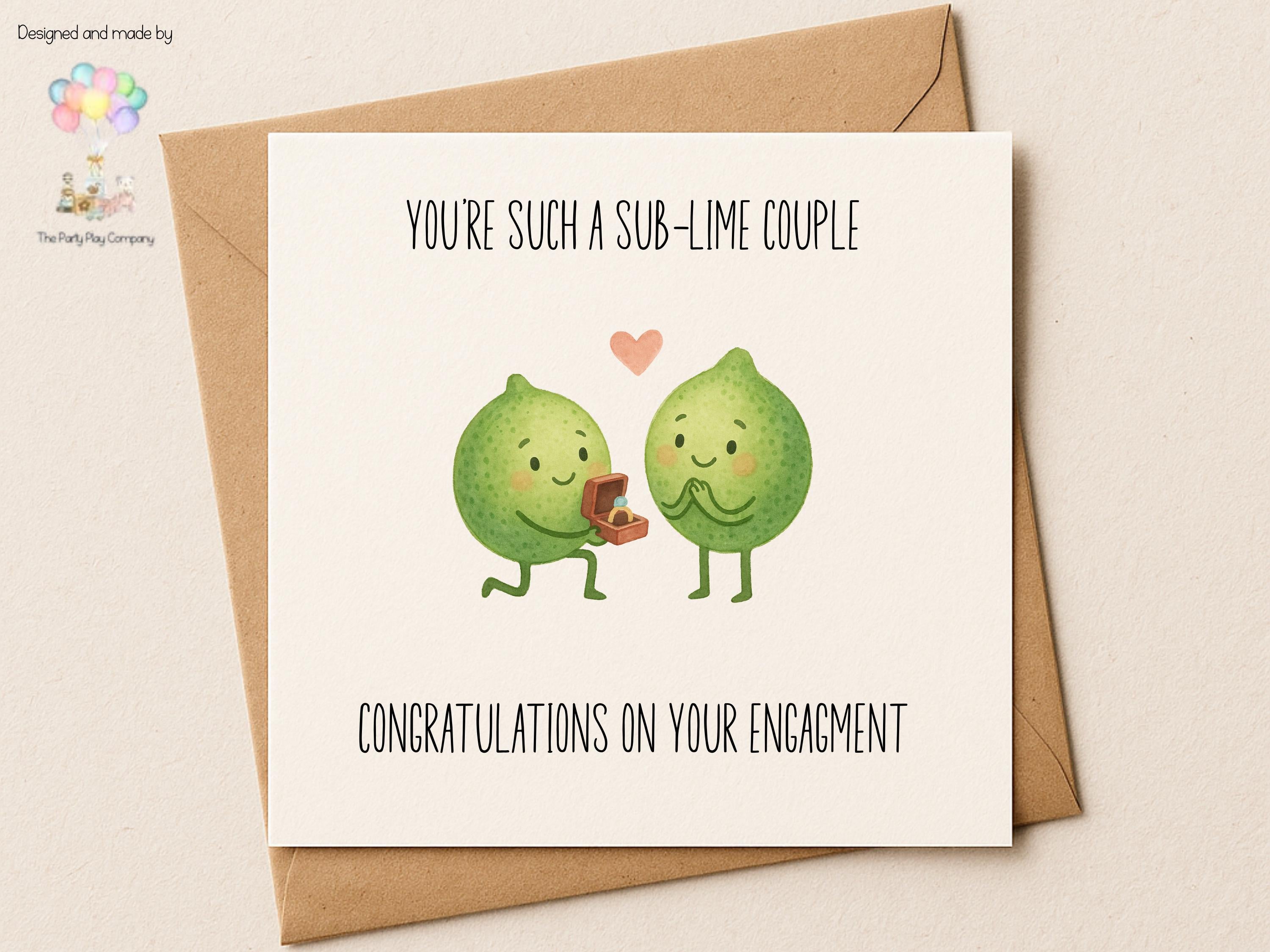 Funny Lime Engagement Card: Sub-Lime Love Pun