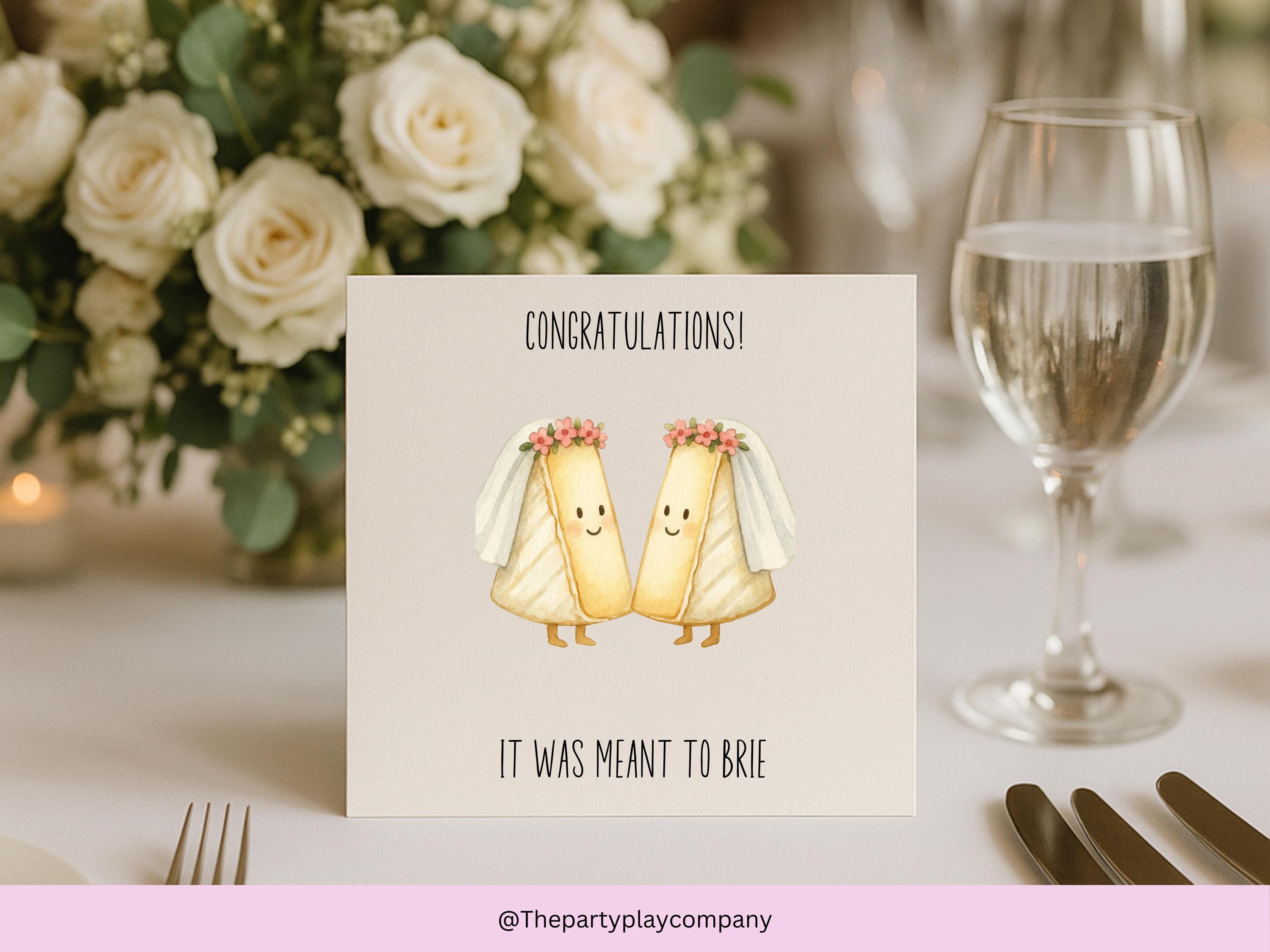 Funny Lesbian Wedding Card: Brie Cheese Pun - LGBTQ Same-Sex Marriage