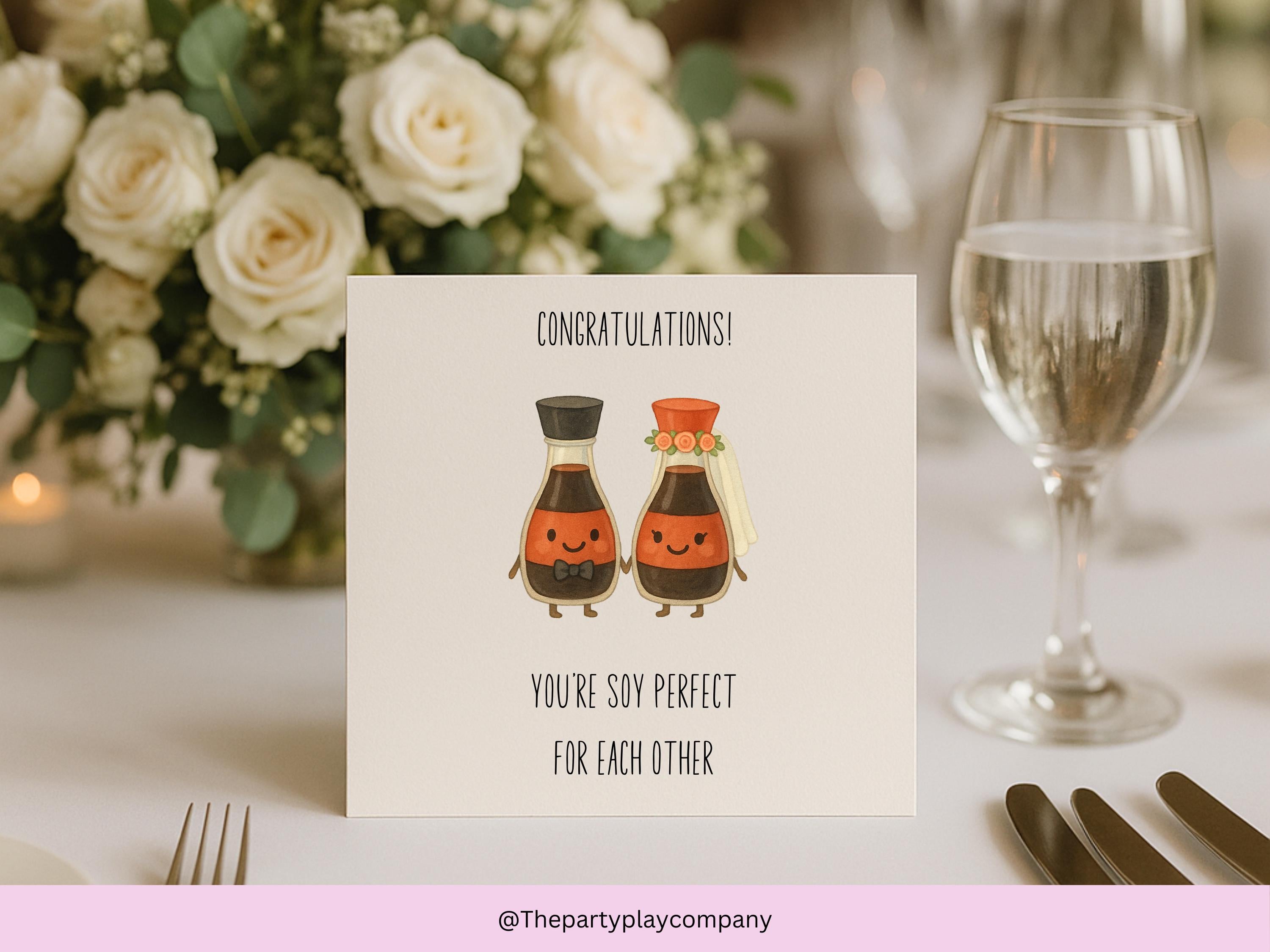 Funny Wedding Card | Soy Pun Congratulations Card | You’re Soy Perfect For Each Other | Quirky Newlyweds Card | 4 for 10 Pound Offer