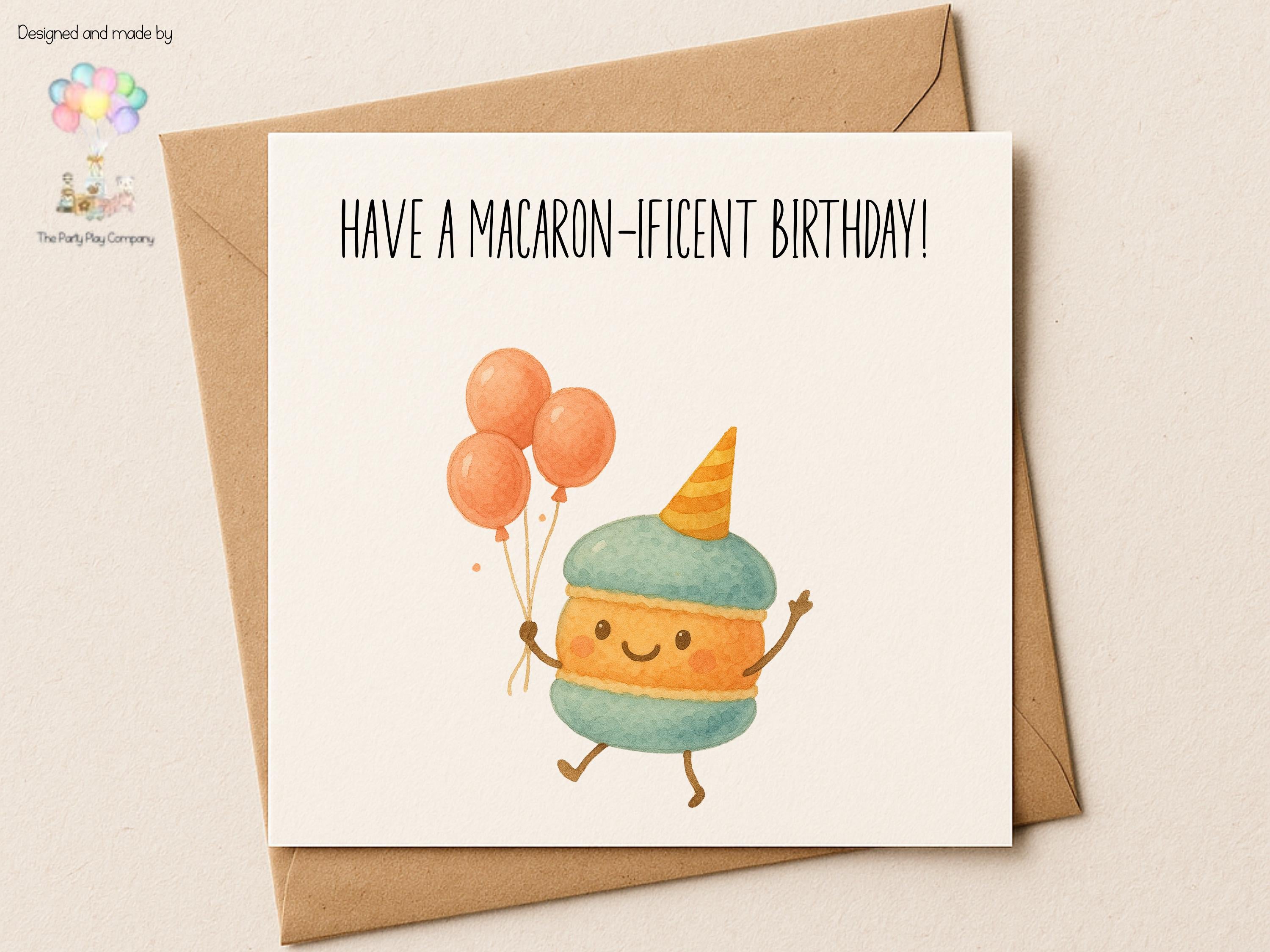 Funny Macaron Birthday Card: Food Pun Greeting Card