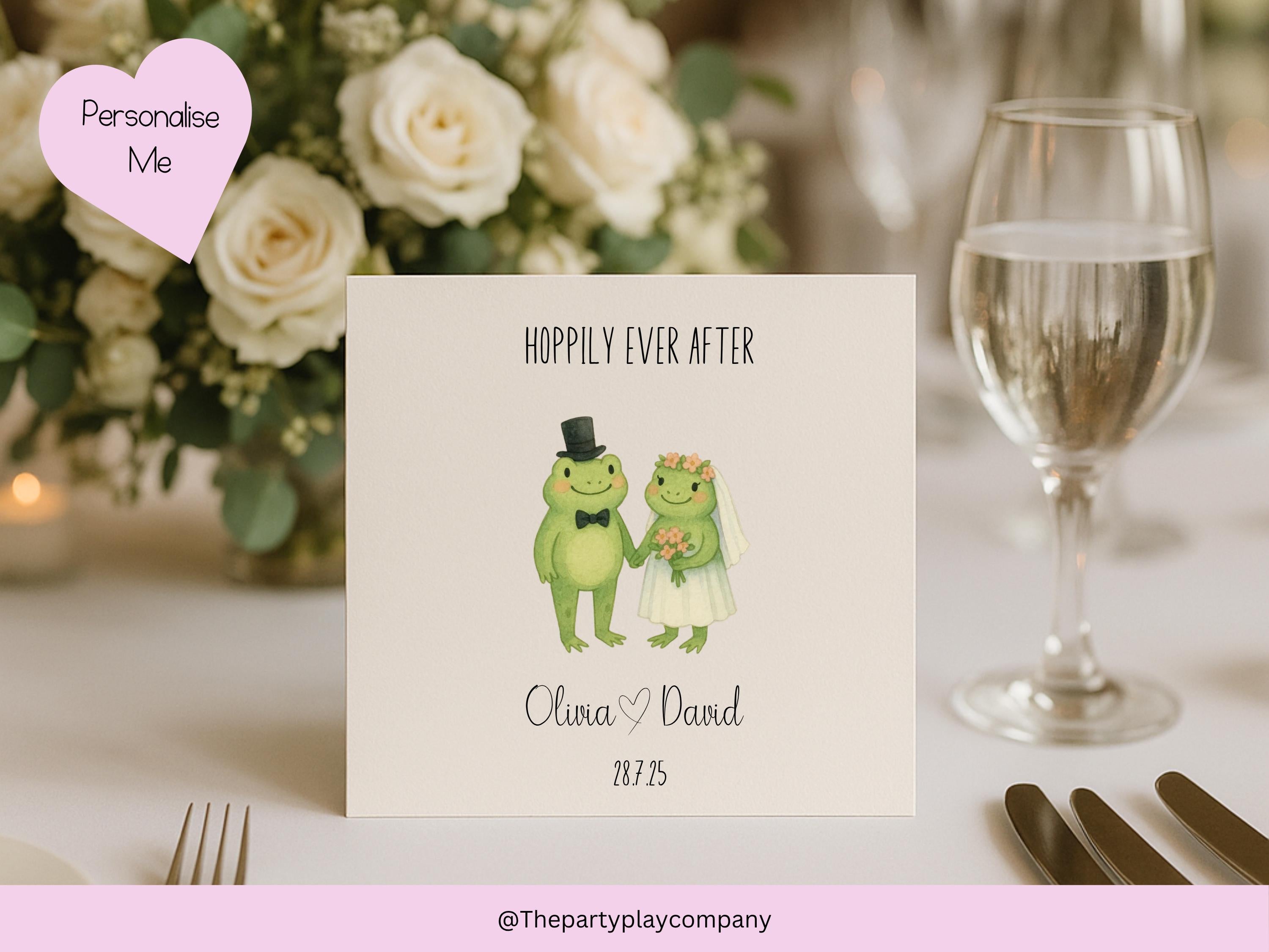 Funny Frog Wedding Card: Hoppily Ever After - Personalized Keepsake