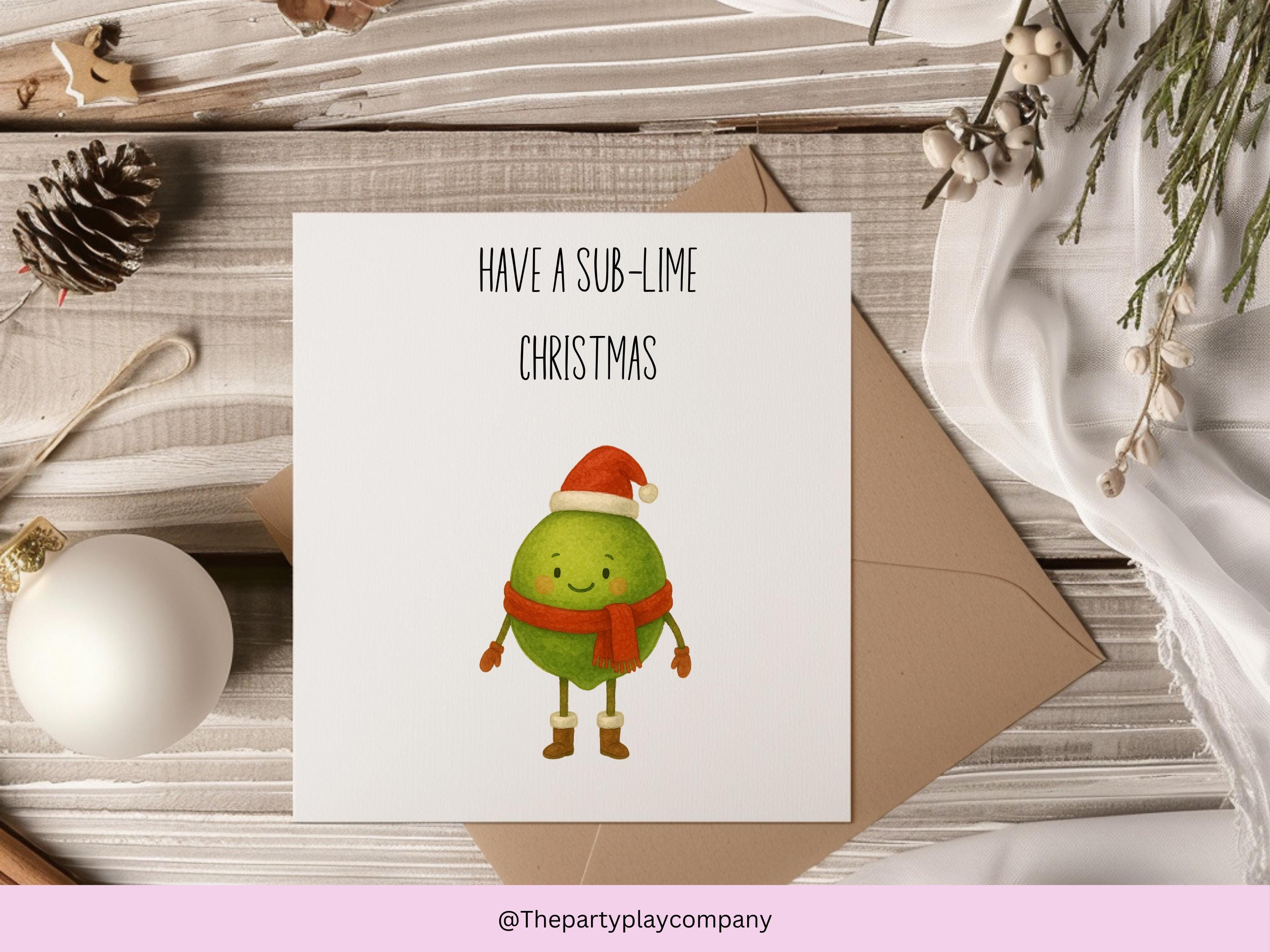 Funny Lime Christmas Card: Sub-Lime Pun Holiday Cheer