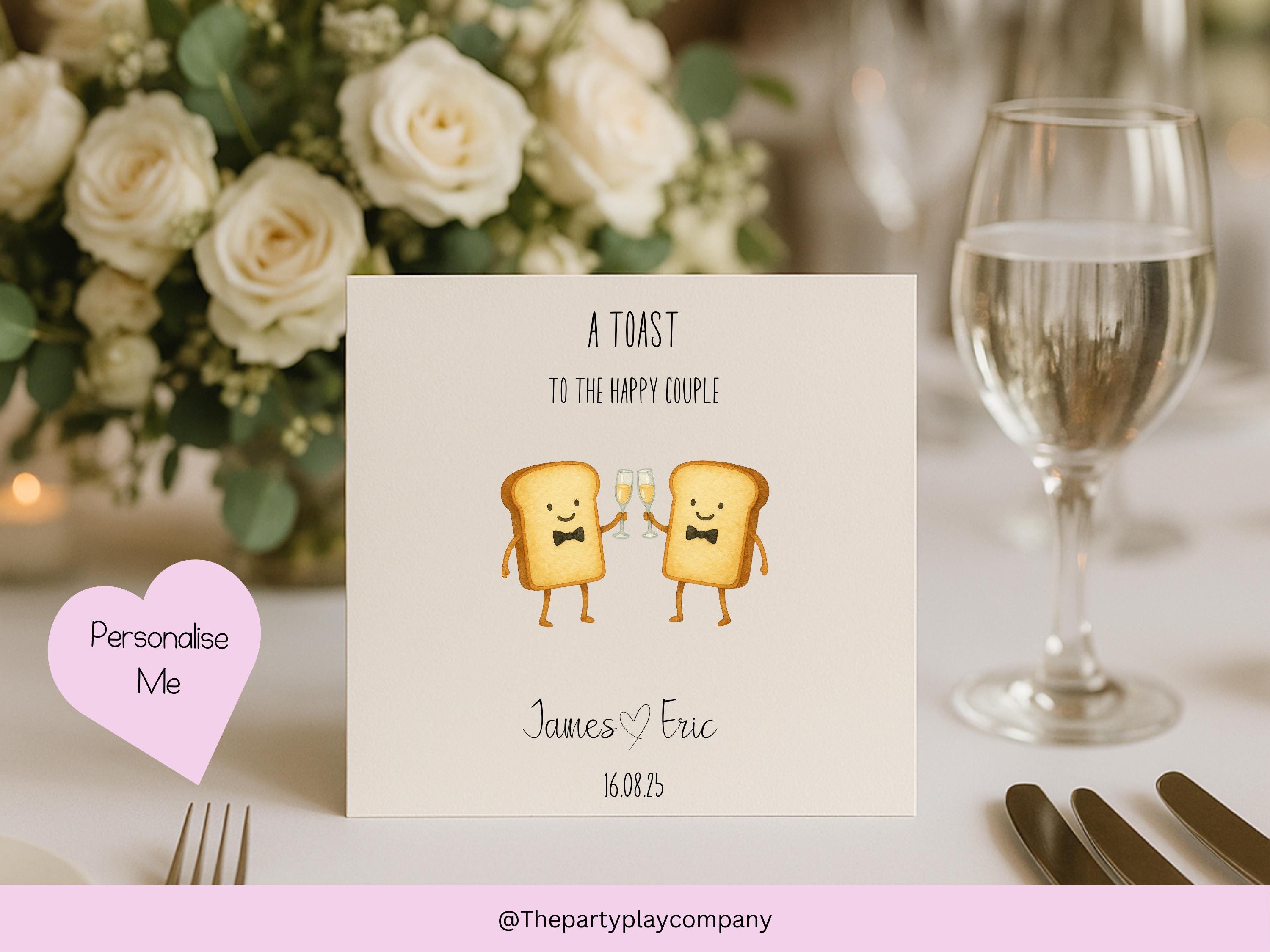 Funny Gay Wedding Card: Toast to the Couple Pun Anniversary Card