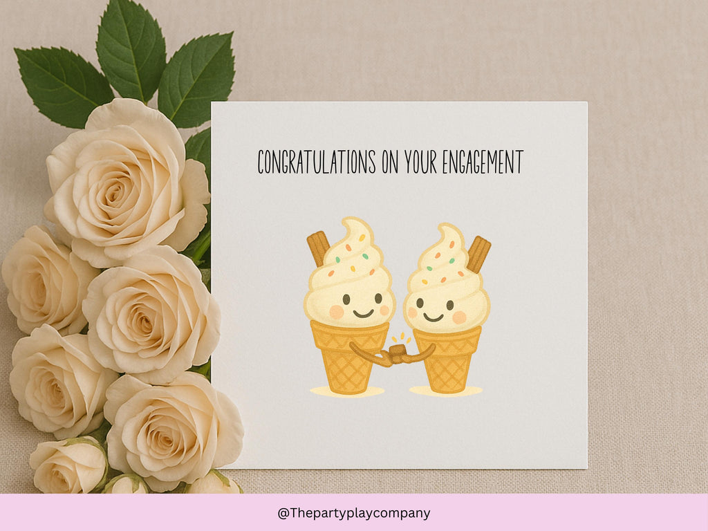 Ice Cream Engagement Card: Funny Congratulations Card for Couple