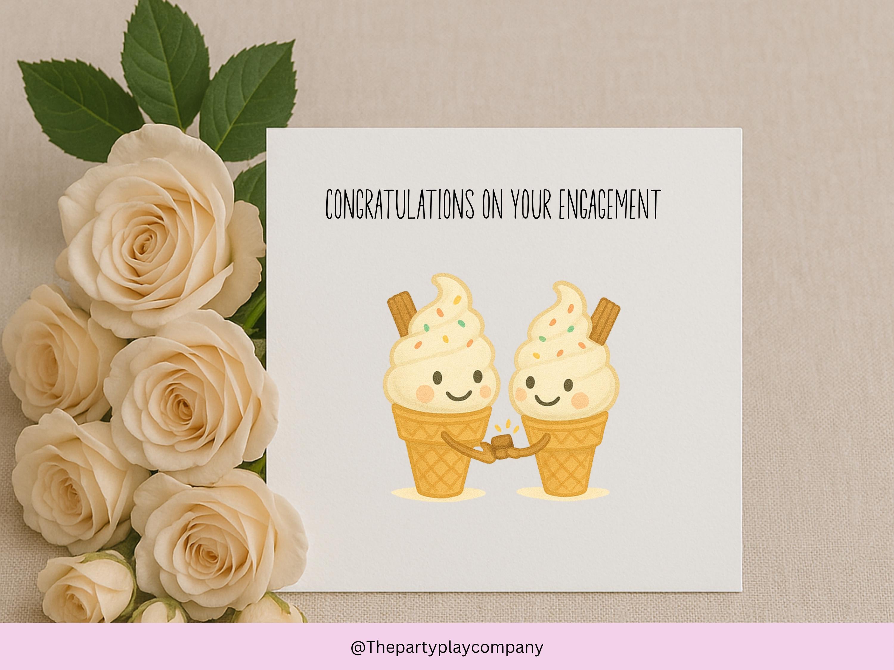 Ice Cream Engagement Card: Funny Congratulations Card for Couple