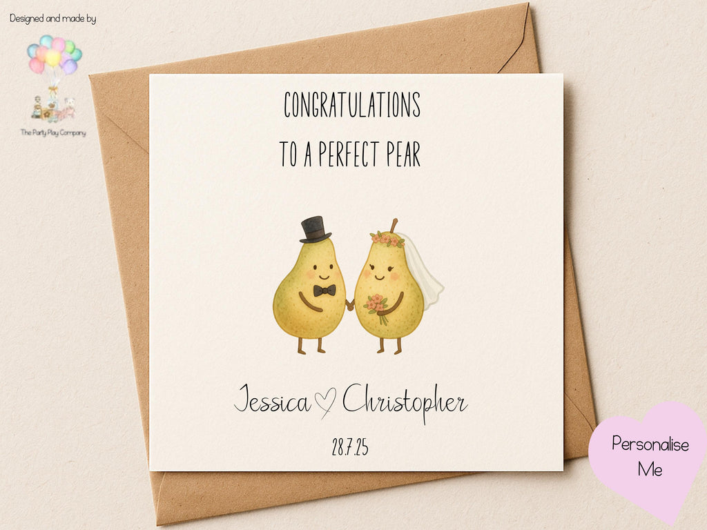 Funny Pear Wedding Card: Personalized Bride & Groom Anniversary Card