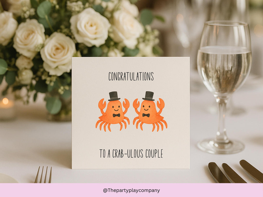 Funny Gay Wedding Card: Crab-ulous Groom Crabs LGBTQ Celebration