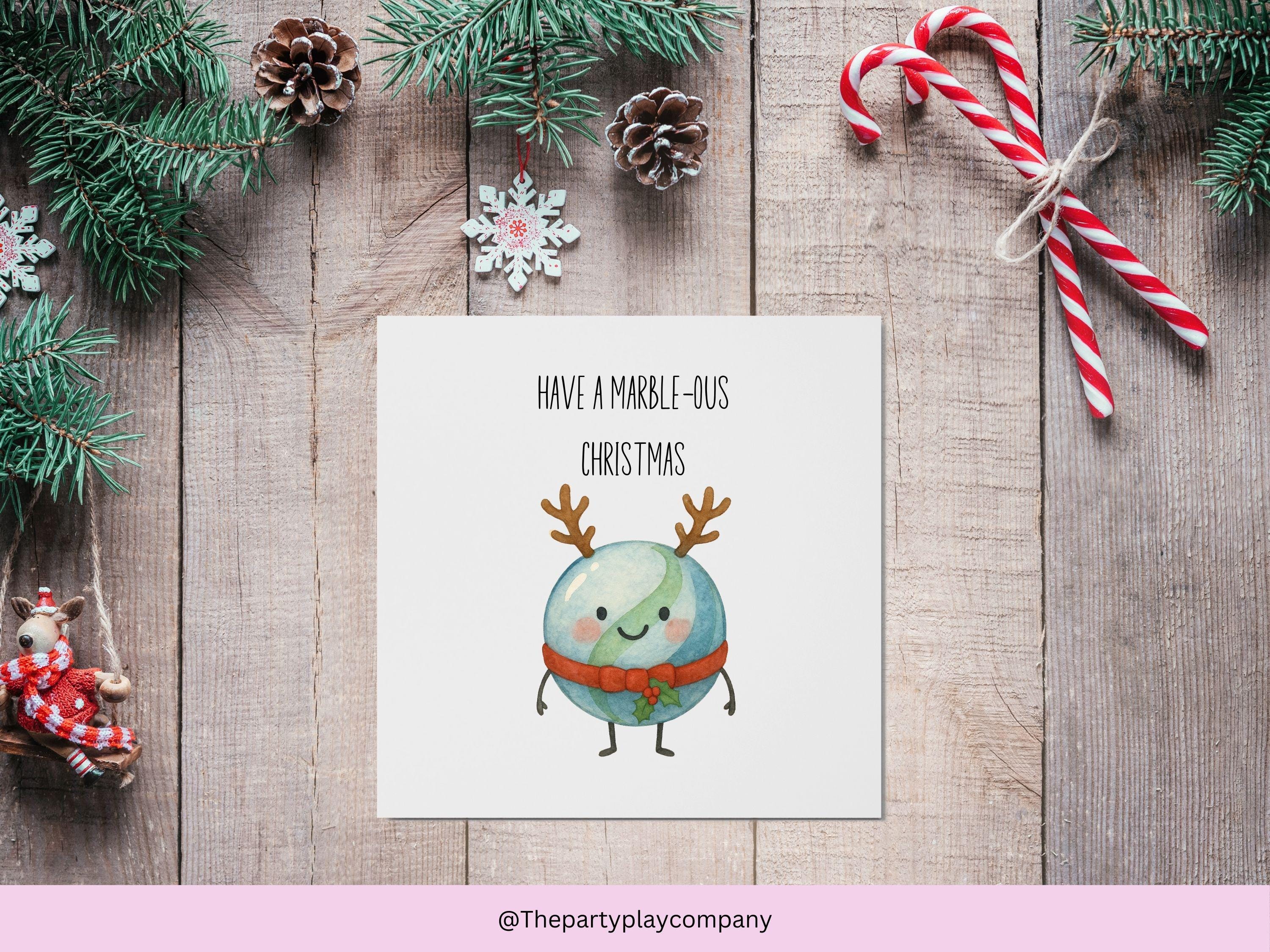 Funny Christmas Card: Marble Pun - "Have a Marble-ous Christmas"