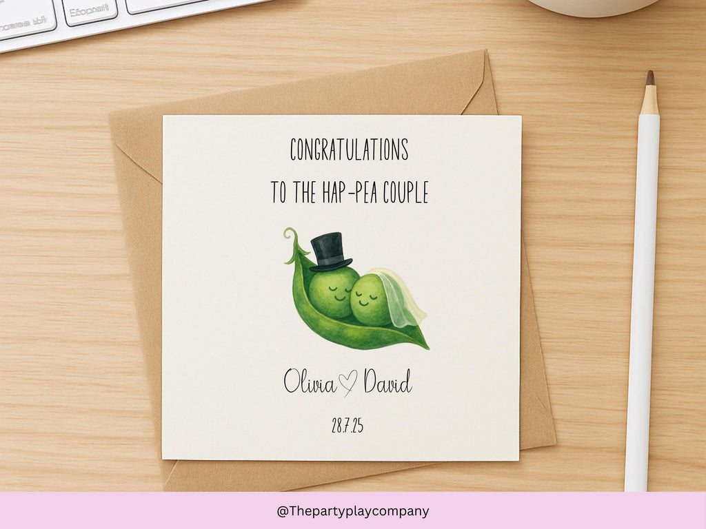 Funny Personalized Wedding Card: Hap-PEA Couple - Anniversary Card