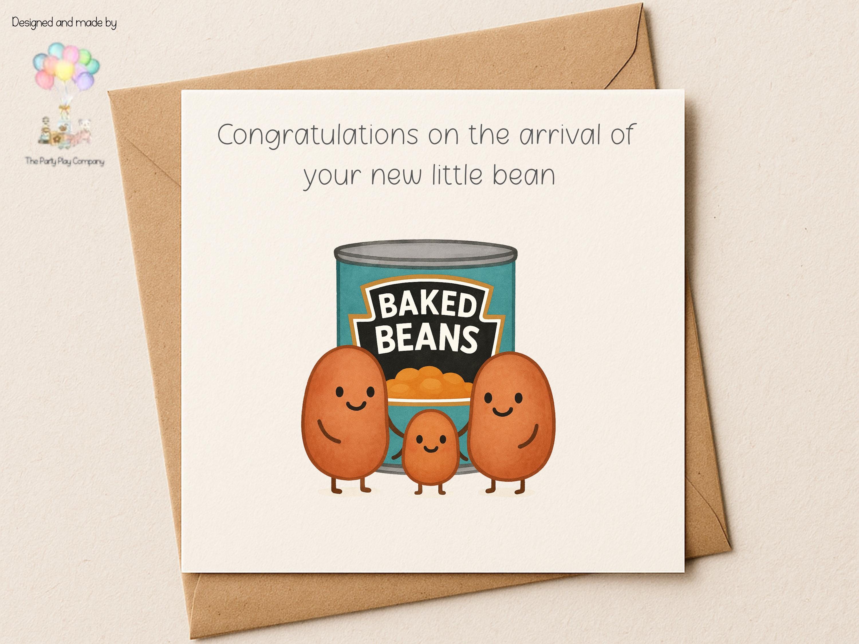 New Little Bean Baby Card: Funny Baked Beans Pun