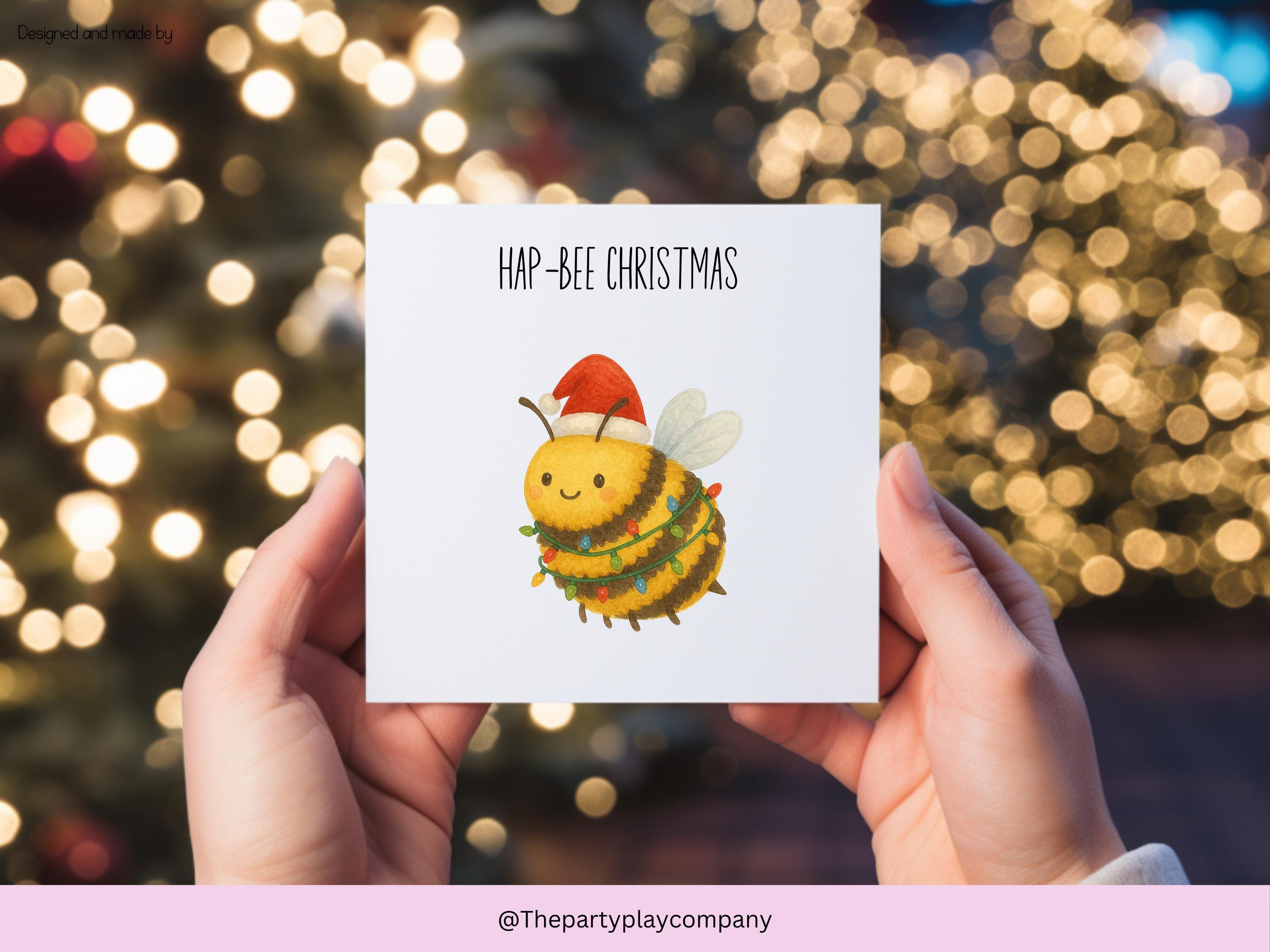 Funny Bee Christmas Card: Hap-Bee Pun Holiday Greeting