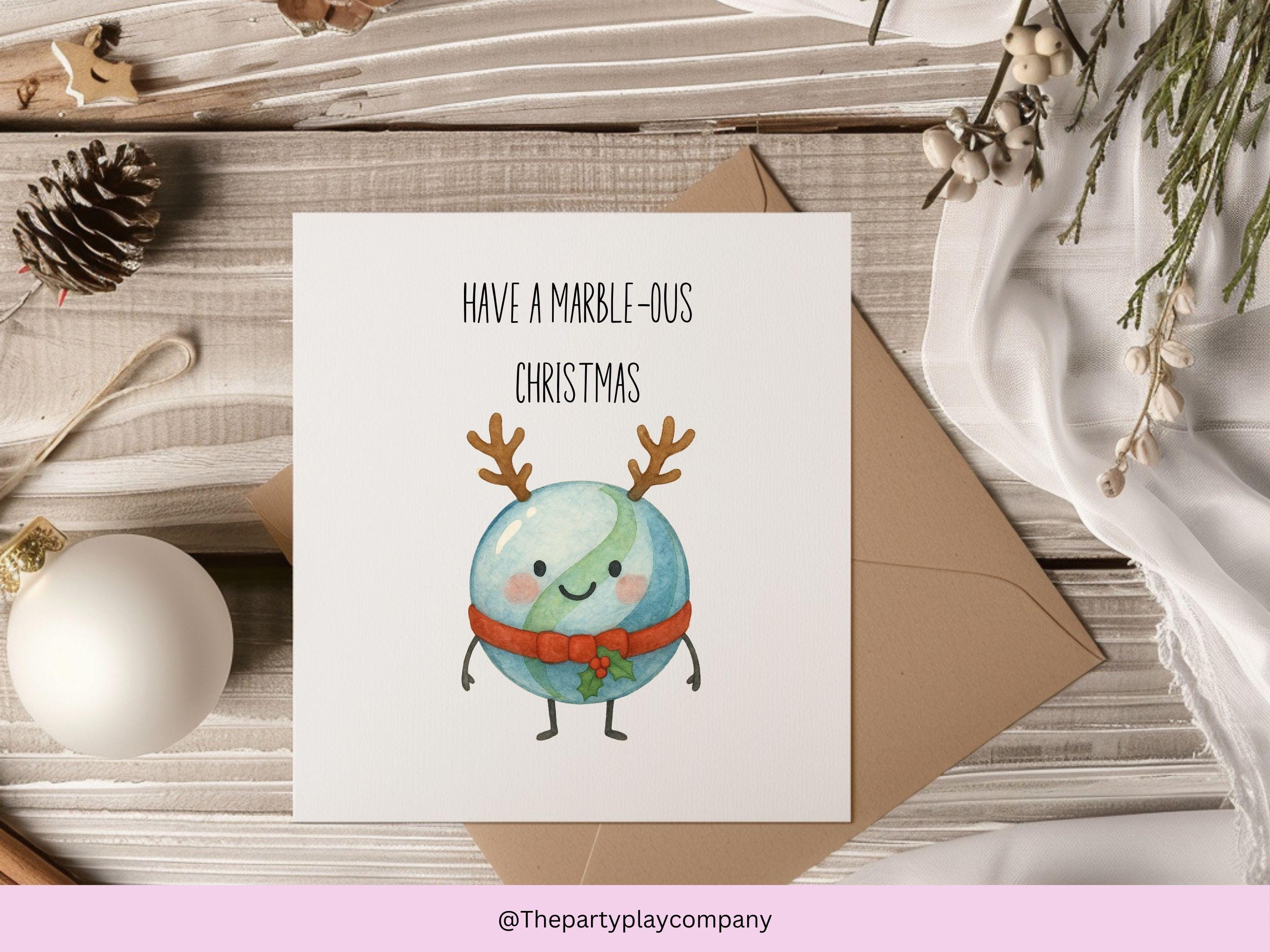 Funny Christmas Card: Marble Pun - "Have a Marble-ous Christmas"